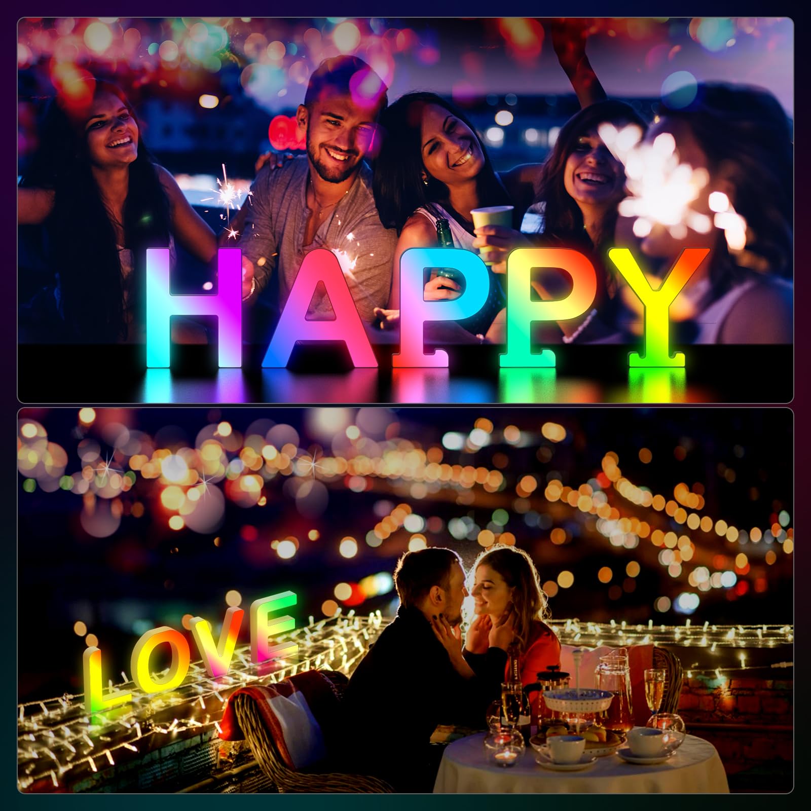 Led Marquee Letters Lights - Usb Powered, App Control, Color Changing Light Up Letters - Personalized Night Light, Name Sign - G