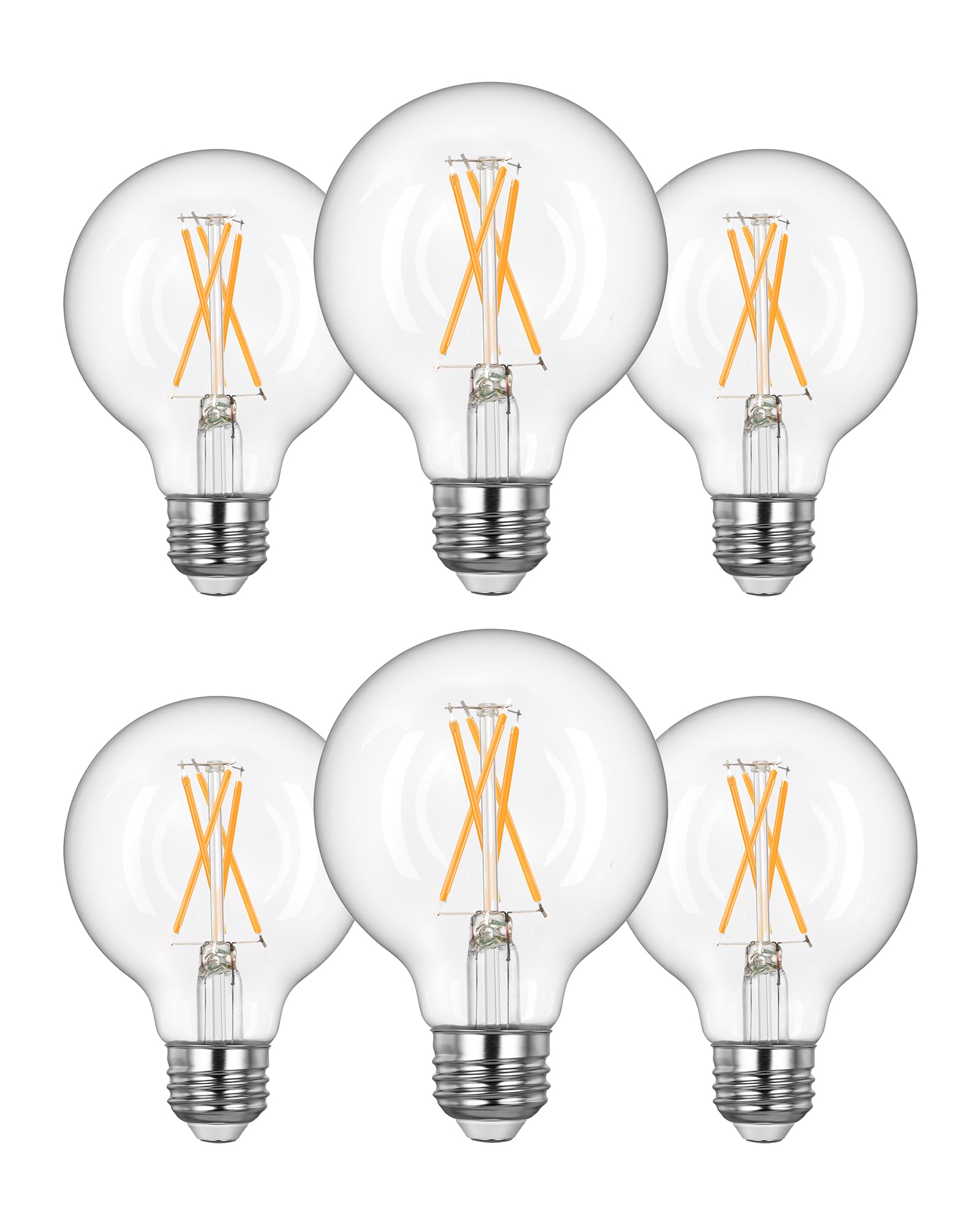 EDISHINE G25 Globe Light Bulbs, Dimmable Vintage LED, 5W Equivalent 60W, Clear Glass, 2700K Warm White, E26 Base, UL Listed