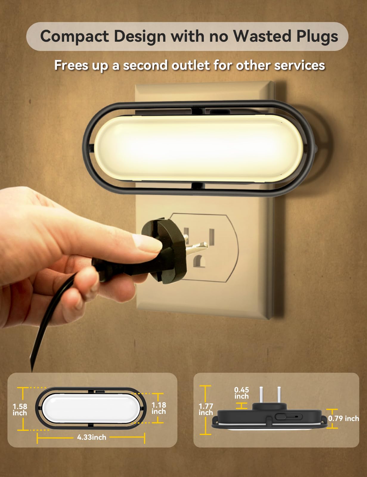 Tonitre Vintage Night Light - Dusk to Dawn Sensor, Adjustable Brightness, Warm White, 2 Pack, Plastic, Model YDA203