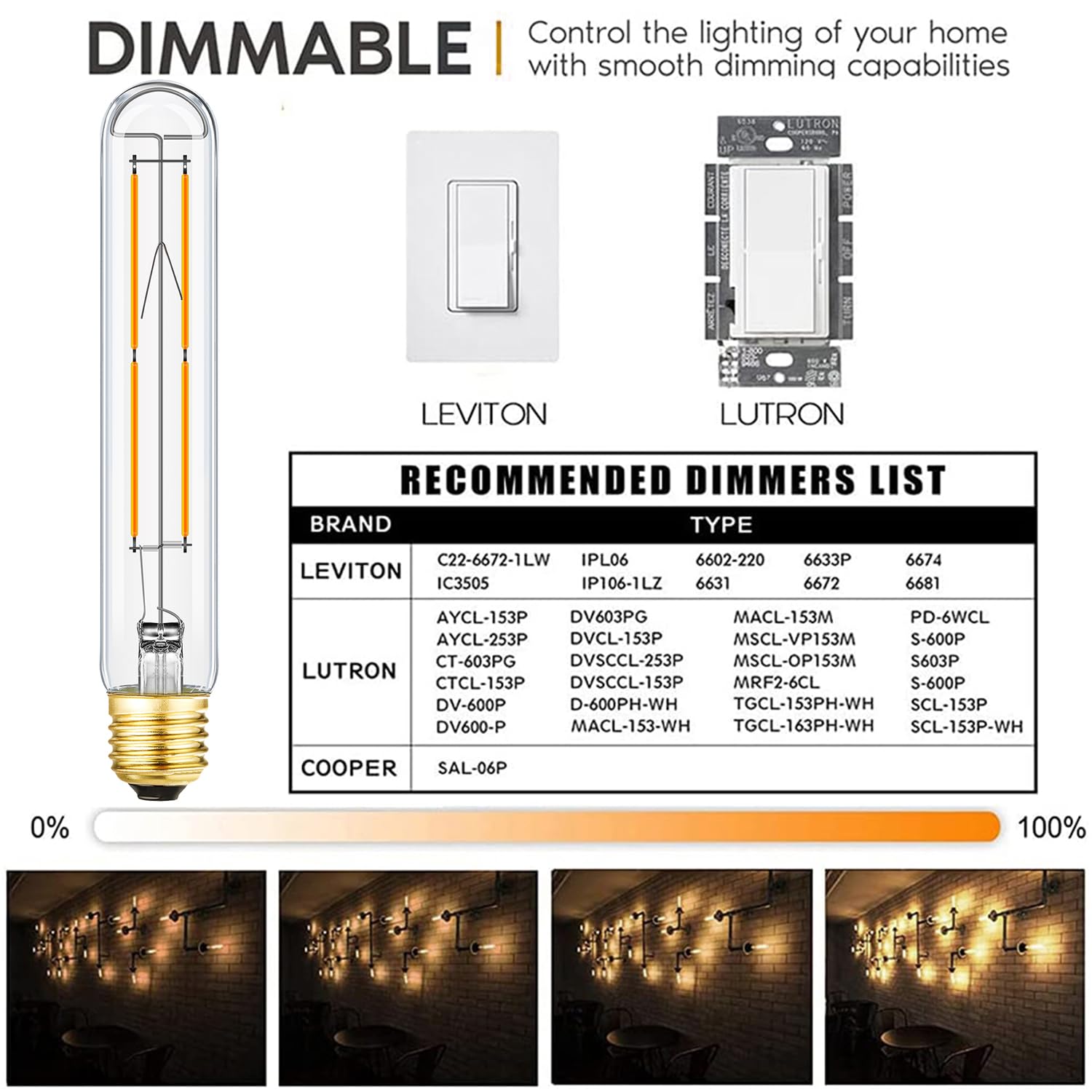 Leools Dimmable E26 Light Bulb 8W Equal 75 Watt Led Light Bulb Warm White 2700K Ac120V Edison Light Bulbs 75 Watt 800Lm Clear T1