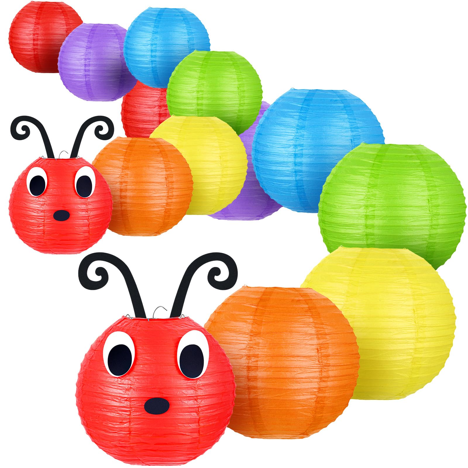 Hortsun 14 Pcs Caterpillar Theme Birthday Decorations Caterpillar Paper Lanterns Sets for School Classroom Birthday Party Favors