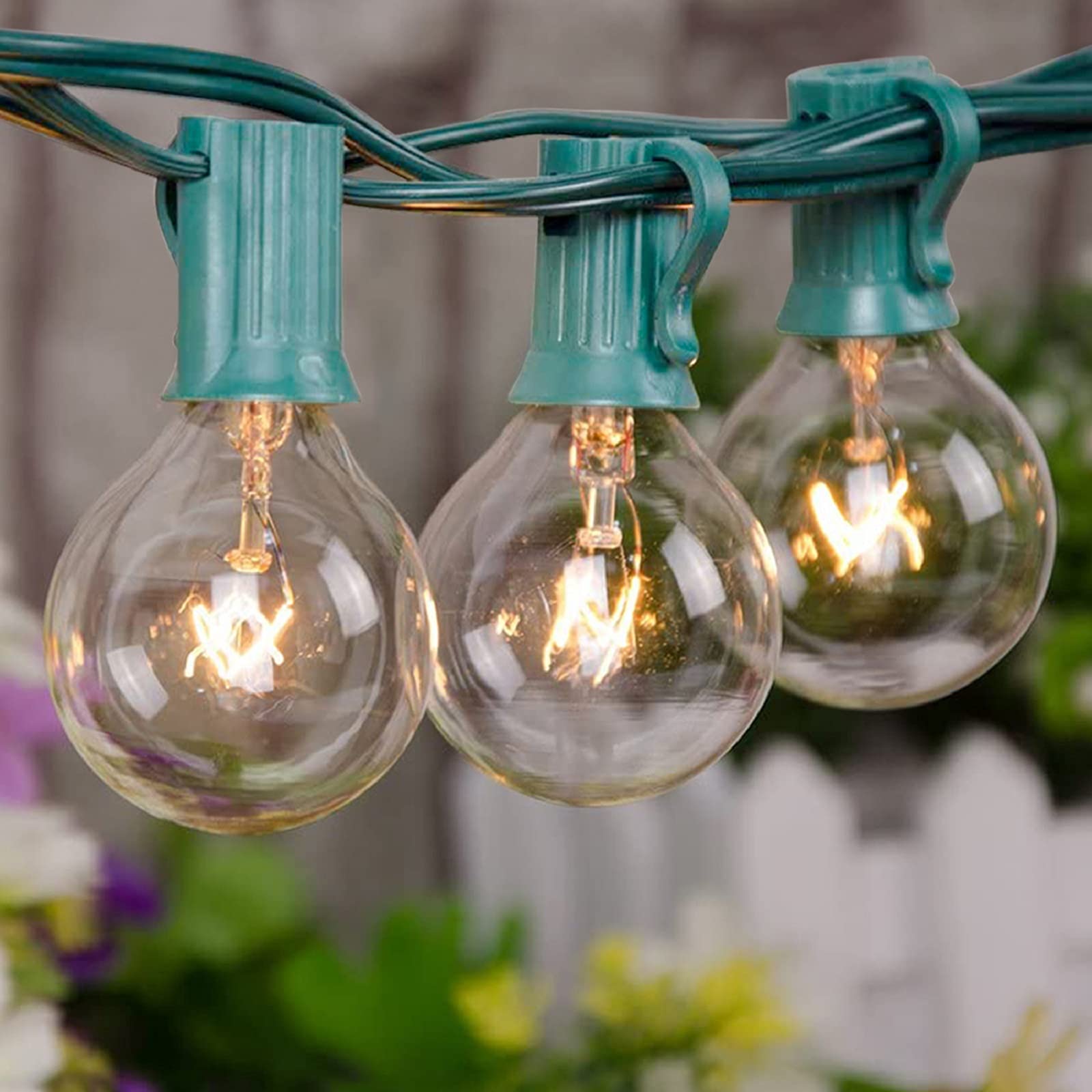SUNSGNE G40 Globe String Lights, 25Ft with 27 Clear Bulbs, Green Wire for Indoor/Outdoor Christmas Decoration