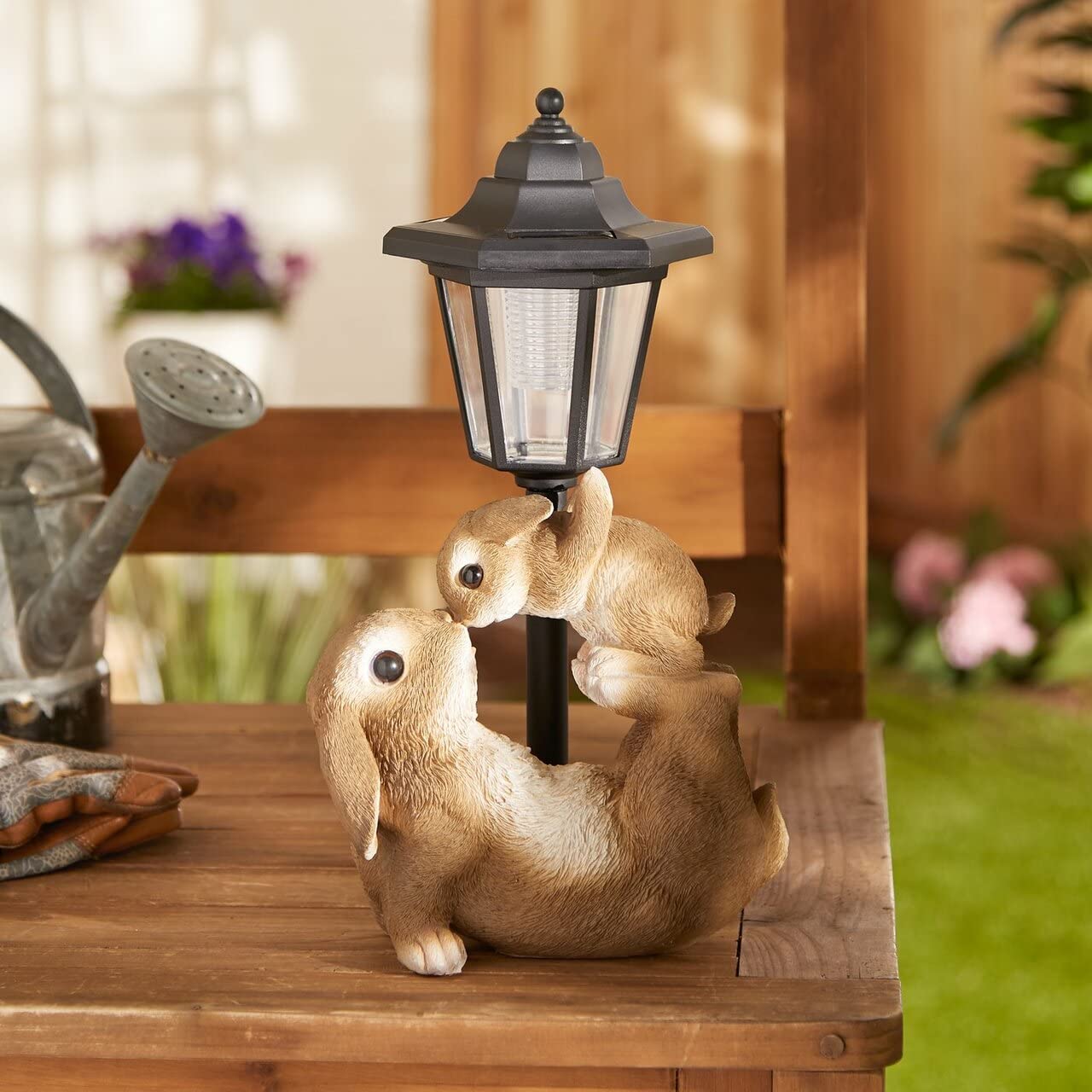 Summerfield Terrace 10018806 Adorable MOM and Baby Rabbit Solar LAMP