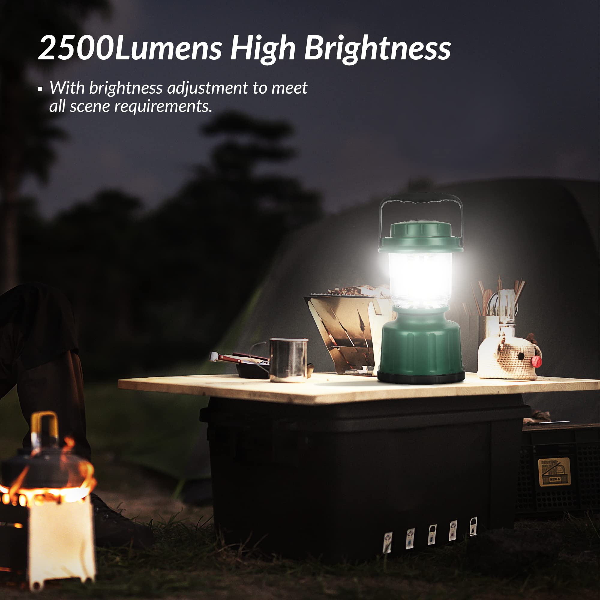 Elesall Led Camping Lantern - 2500Lm Cob, Water Resistant, Battery Powered For Emergency, Hiking