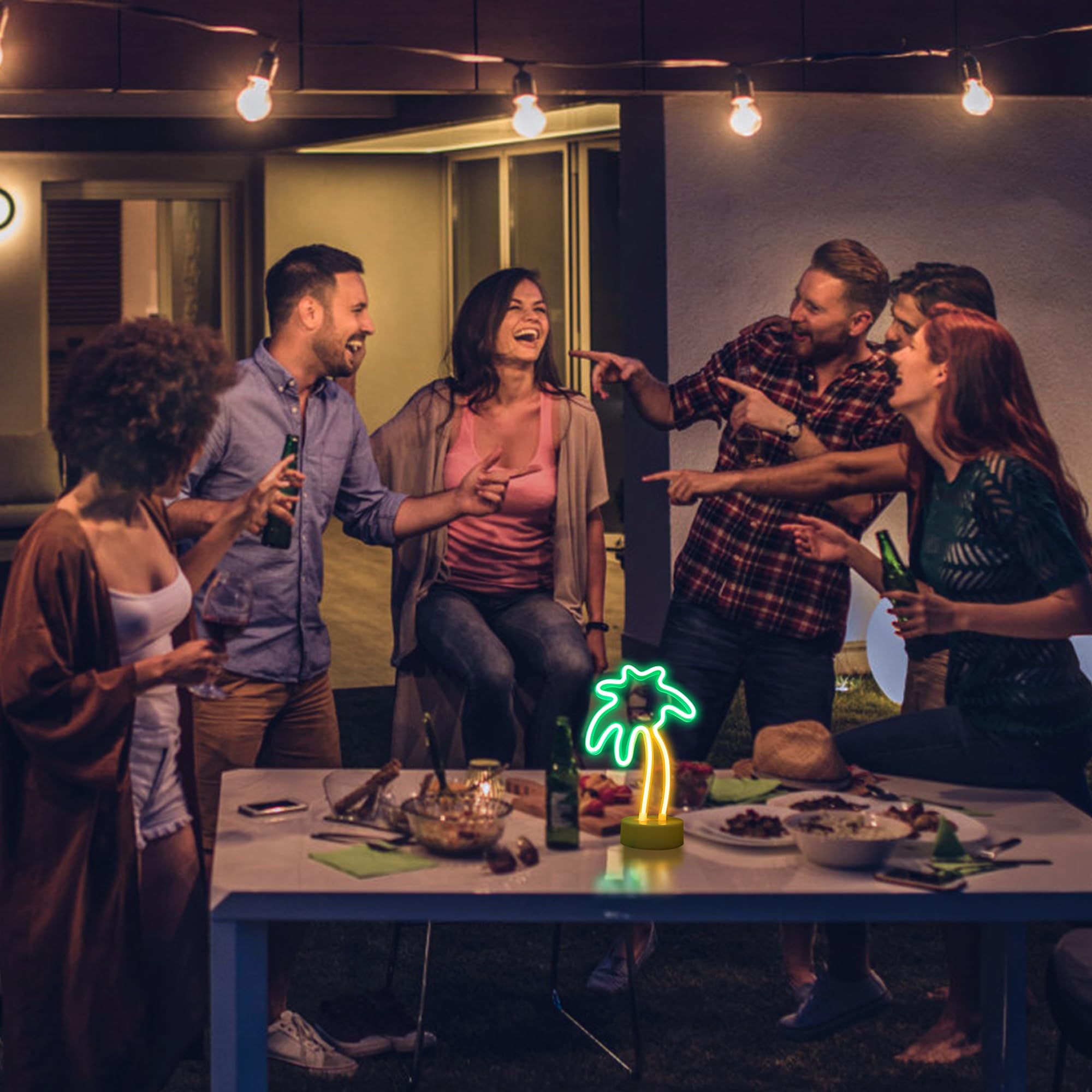 Enuoli Palm Tree Lights Neon Signs,Led Coconut Tree Neon Light For Bedroom,Battery/Usb Powered Palm Tree Night Lamp With Holder