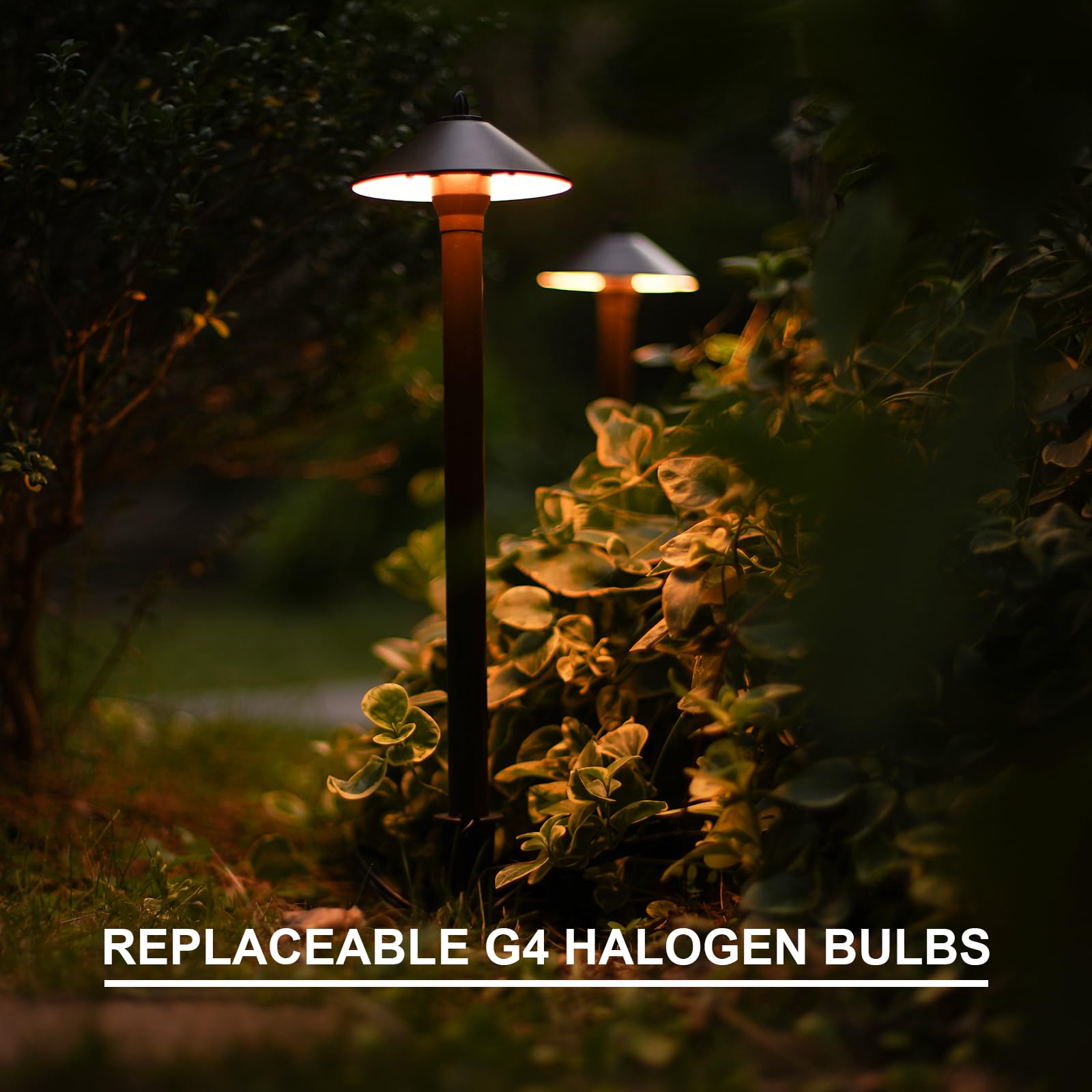 Goodsmann Landscape Lighting Low Voltage Outdoor Path Light Halogen Pathway Light Wired 10W 25 Lumen 2700K Warm White Metal 12V