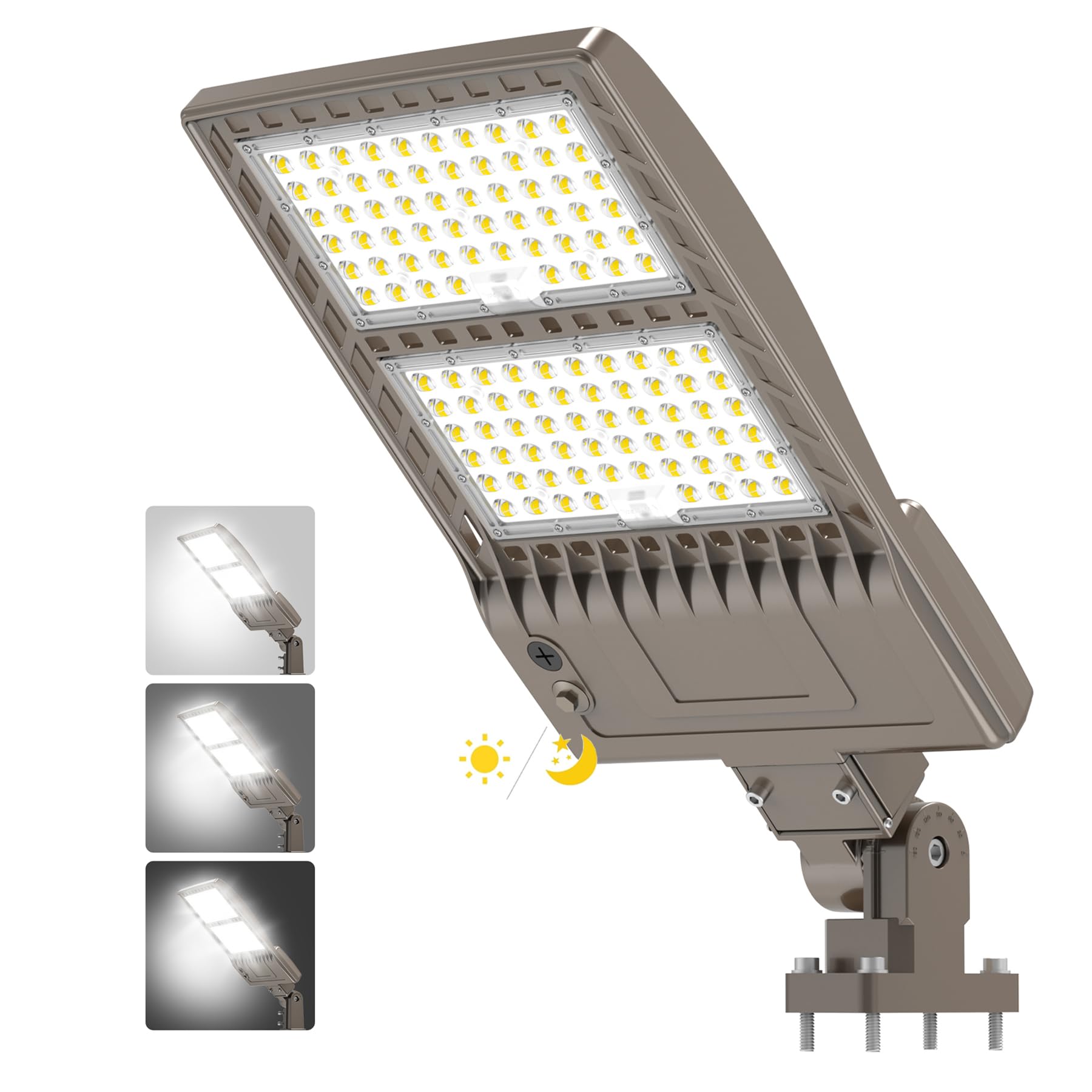 400W LED Parking Lot Light with Dusk to Dawn Photocell Power Adjustable Outdoor Lighting Arm Mount 60000LM IP65 UL & DLC Commerc