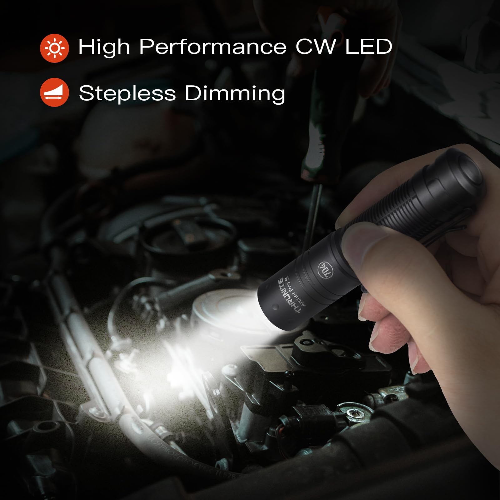 ThruNite Archer Pro S EDC Flashlight - 1459 Lumens, USB-C Rechargeable, Pocket Size, Black