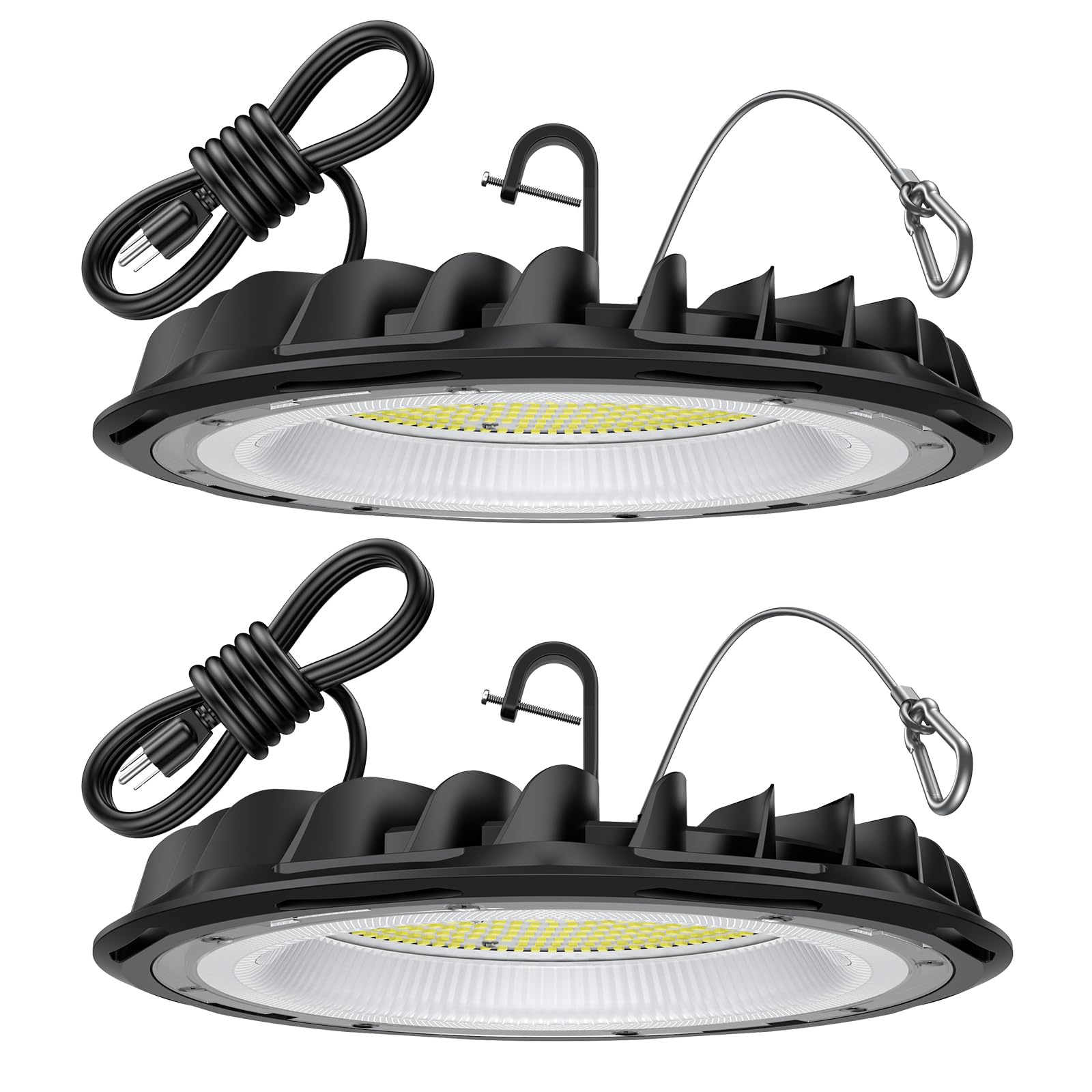 hunhun 2 Pack ETL 155W UFO LED High Bay Light, 22500lm, Daylight 5000K, US Plug,110-277V, IP65 Waterproof Commercial LED Shop Li