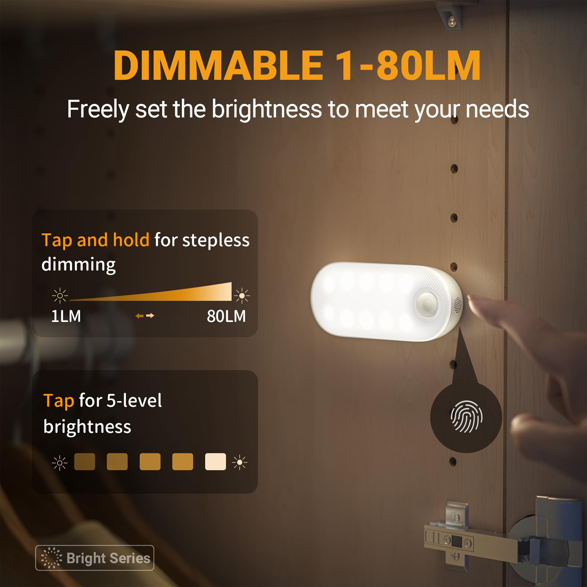 Lyridz Rechargeable LED Closet Light, Motion Sensor, Battery Operated, 3 Pack, Magnetic, Dimmable, Cool White for Stairs, Wardrobe, Kitchen