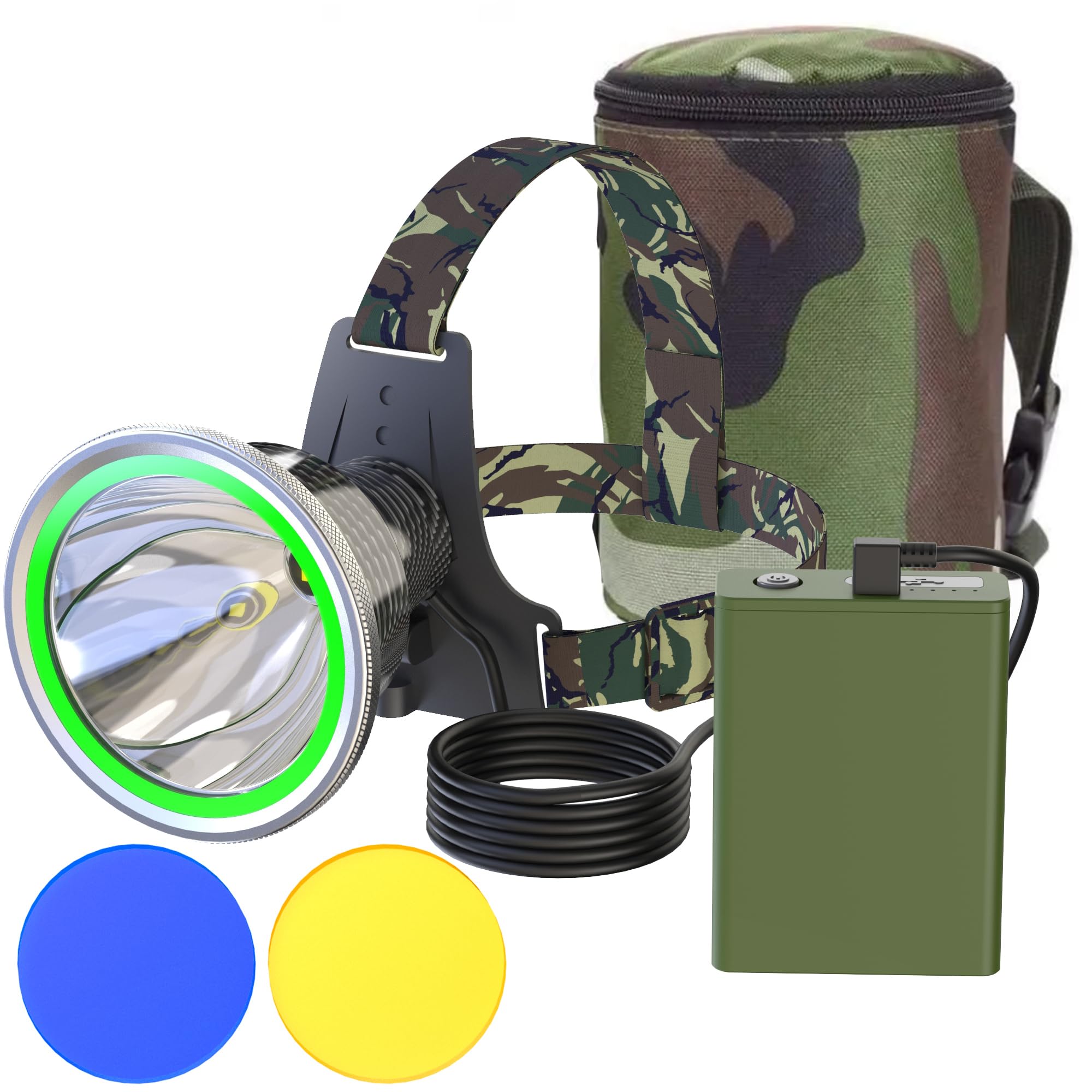 PINSAI Coon Hunting Lights High Power LED Headlamp Super Bright High Lumens 11000mAh Rechargeable Headlight Waterproof Head Spot