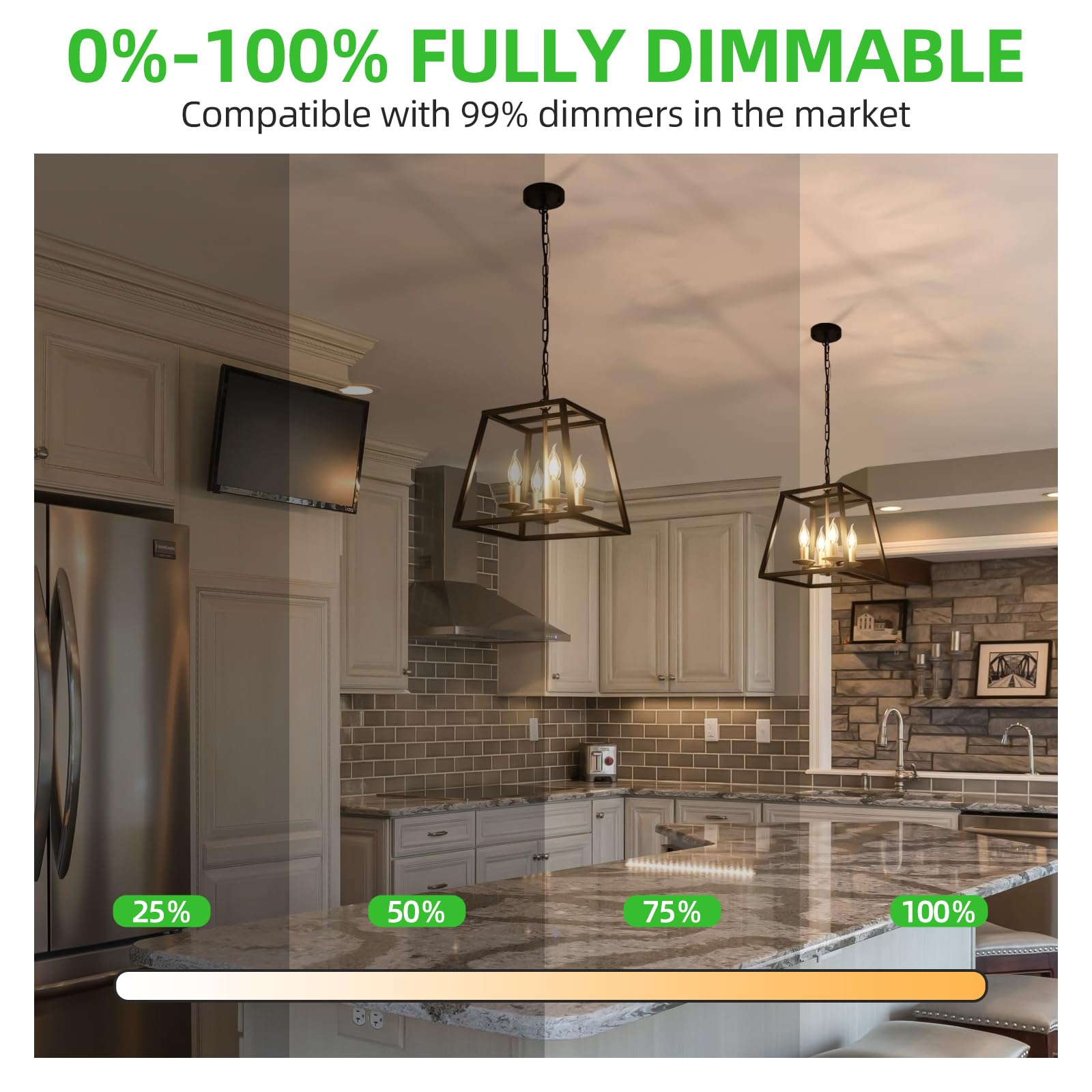 Iinvgood Dimmable Led Candelabra Bulbs 60 Watt Equivalent, 2700K Soft Warm White Chandelier Light Bulbs, 6W 700 Lumens Flame Tip
