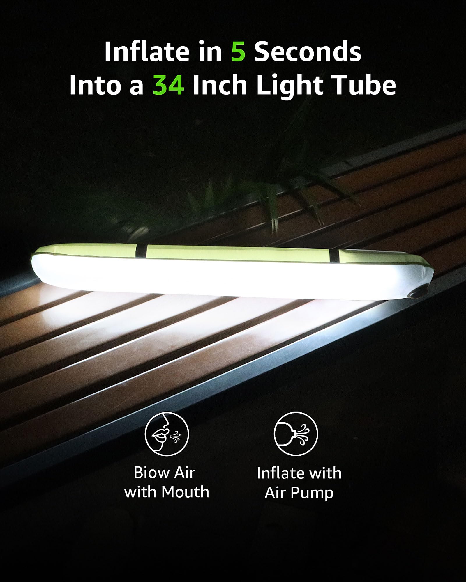 Inflatable Solar Camping Lights, Rechargeable Portable Lantern for Camping, Hiking & Survival | 4000mAh Battery | IP66 Waterproo