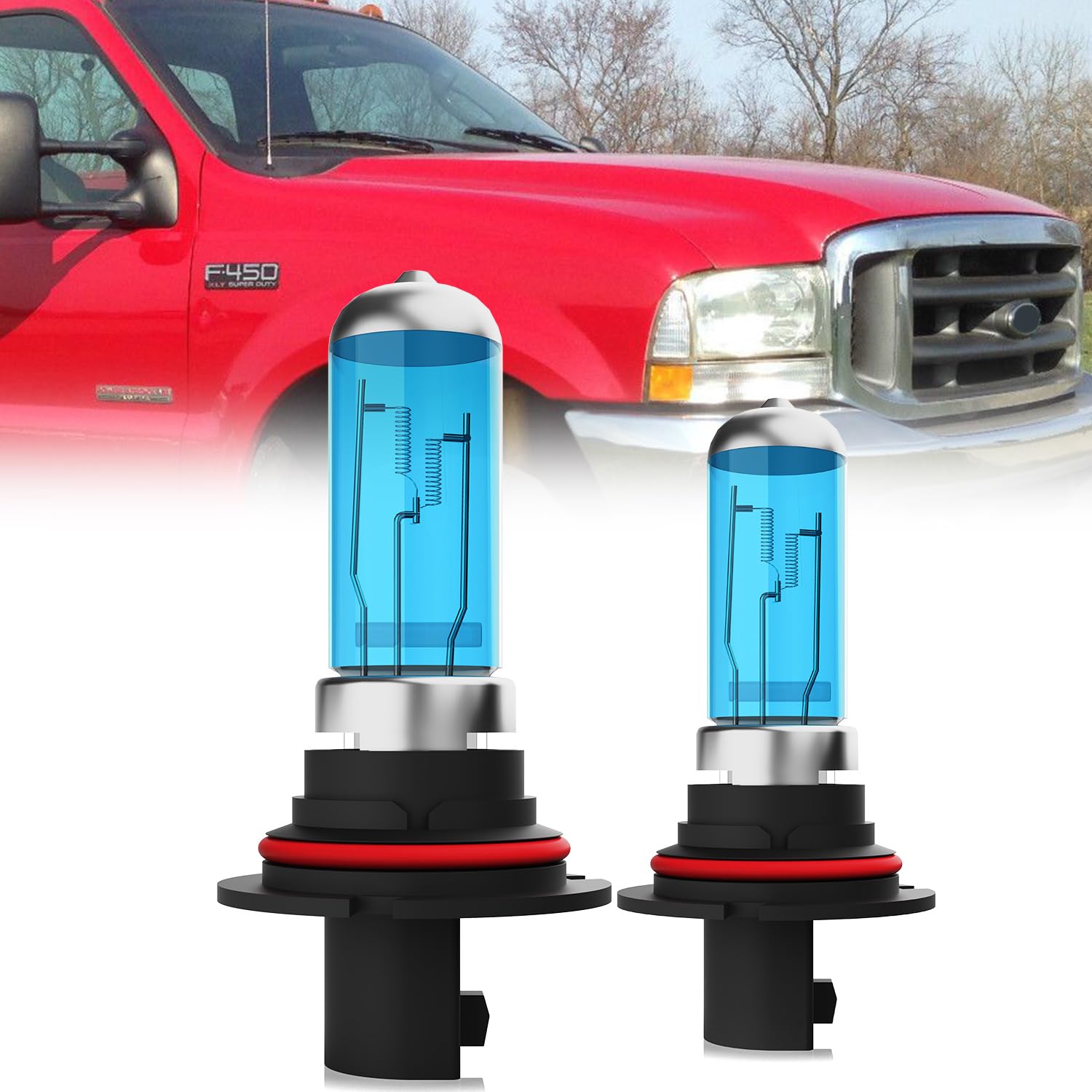LECCIBUB Headlight Bulbs Compatible With Ford F350 1992-1993, 9007 High Low Beam Halogen Light Bulb Combo, Super Bright 6000K Wh
