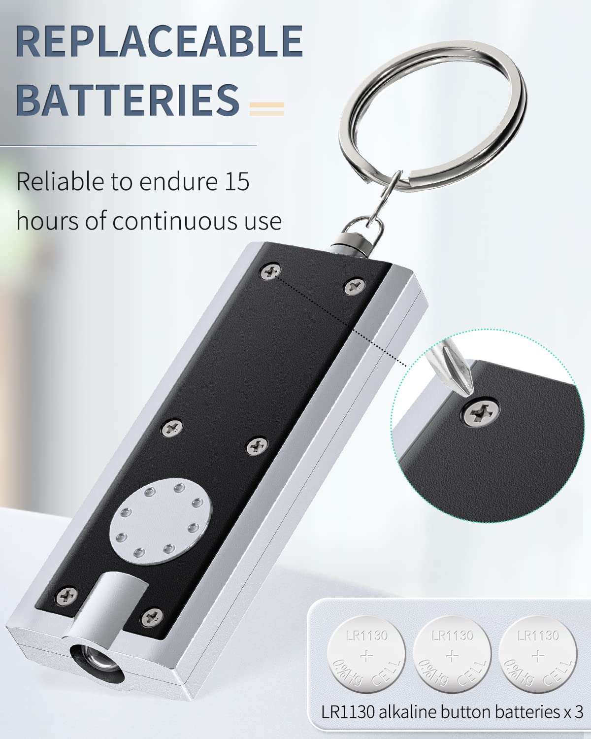 Uniclife 10 Pack Mini Led Keychain Flashlight - 12 Lumen Ultra Bright Black Torch For Edc