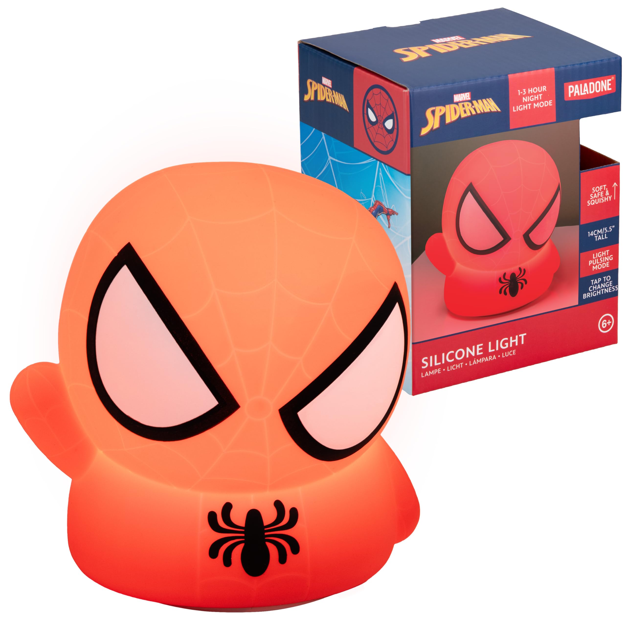Paladone Spiderman Squishy Lamp - Officially Licensed Desk Light for Boys and Girls, One Size, Multicolor, Model 13692