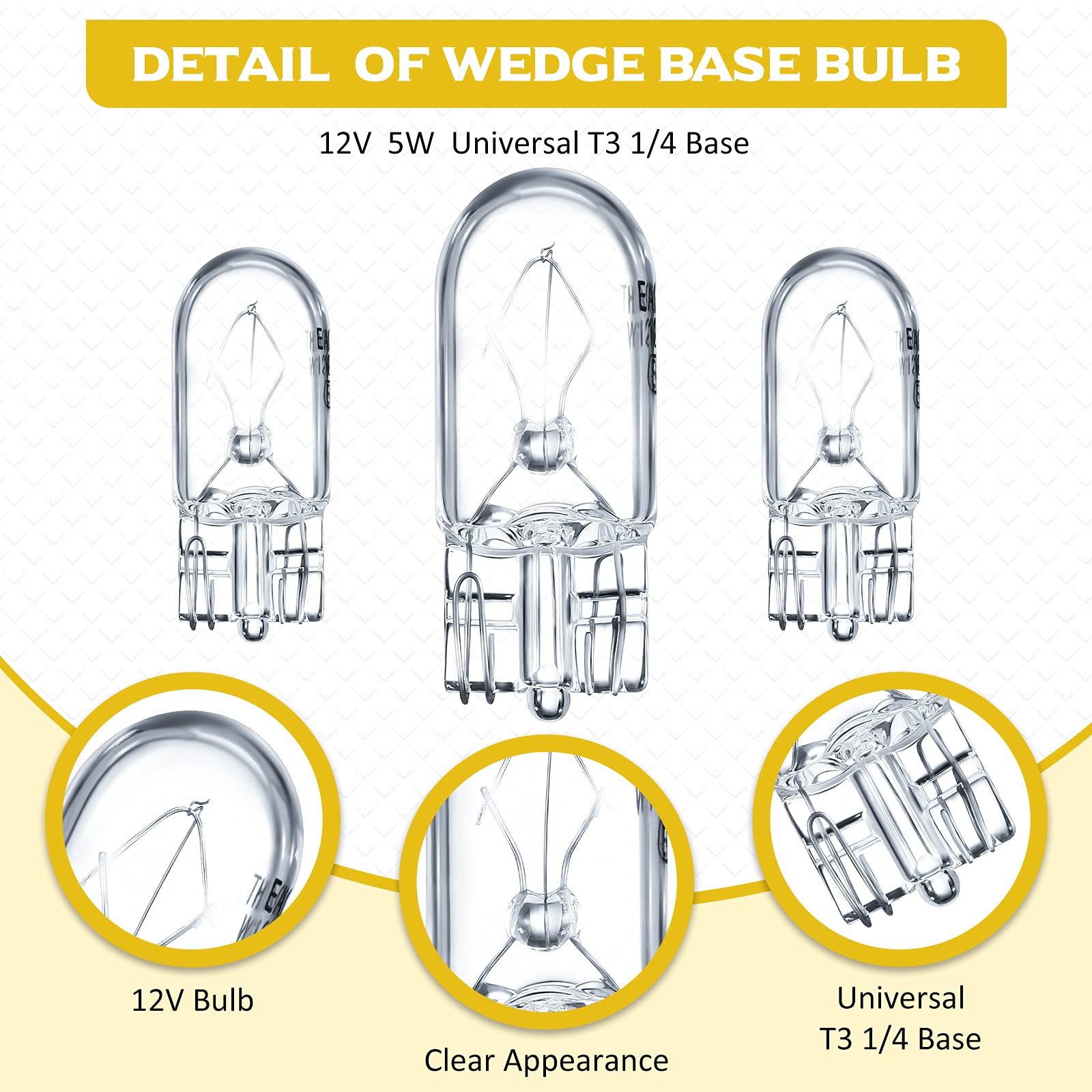 Honoson 12V 5W Clear Krypton Light Bulbs, Warm White, 20 Count, Ideal for Landscape & RV Lighting
