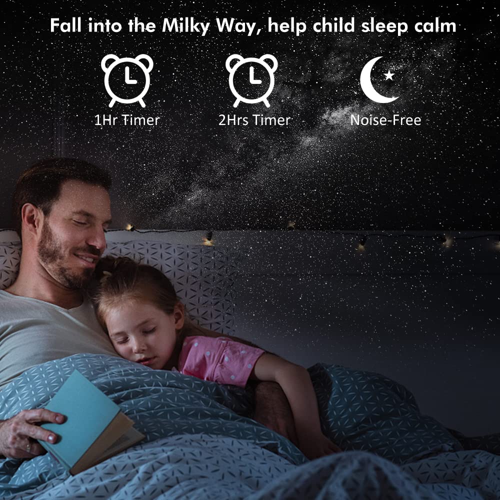 Syslux Star Projector HD - Large Projection Area, LED Night Light for Bedroom, Black, Model BL-DQY02, Includes 4K Galaxy Discs
