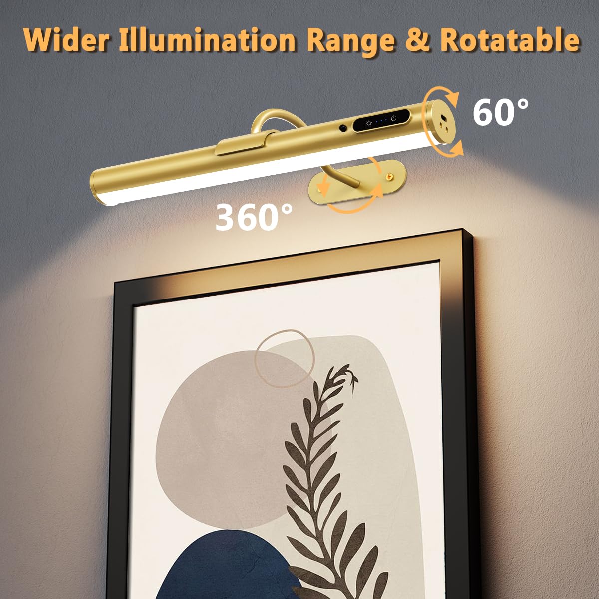 Hapfish Picture Lights For Wall Battery Operated, Wireless Art Light For Paintings, Rechargeable Wall Sconce For Picture With Re
