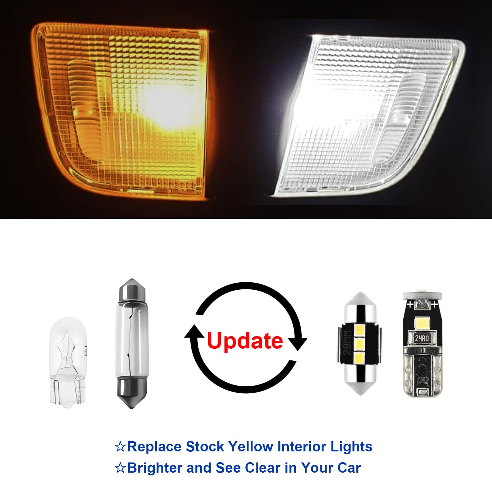 Easy Eagle 7 Psc Super Bright 6000K White Led Interior Light: Bulbs Kit Package For 2007-2012 Toyota Yaris Lighting Package Kit Includes Light Accessories + Install Tool