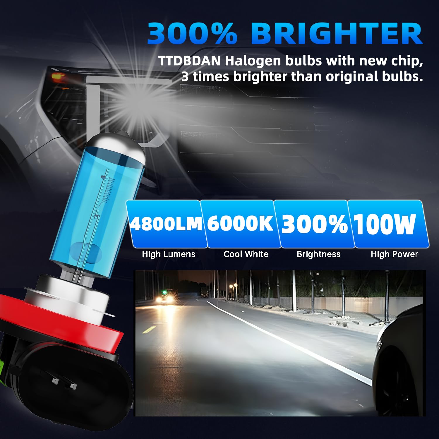 TTDBDAN Headlights Fit for 2008-2016 Freightliner Cascadia Commercial Truck Halogen Headlight Bulbs,H11/H8/H9 High & Low Beam He