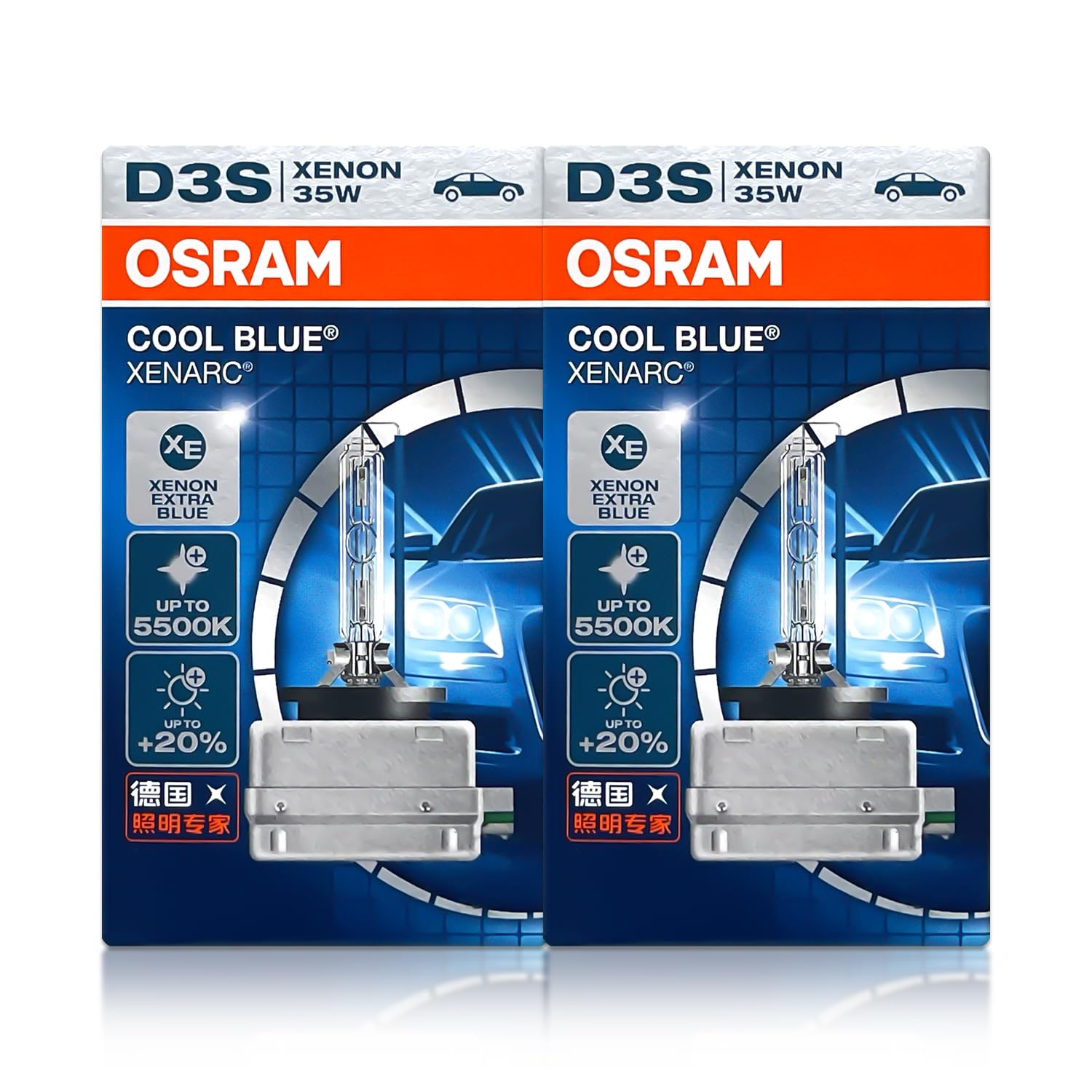 OSRAM D3S HID Xenon Headlight Bulbs 5500K 42V 35W Model 66340CB Pack of 2