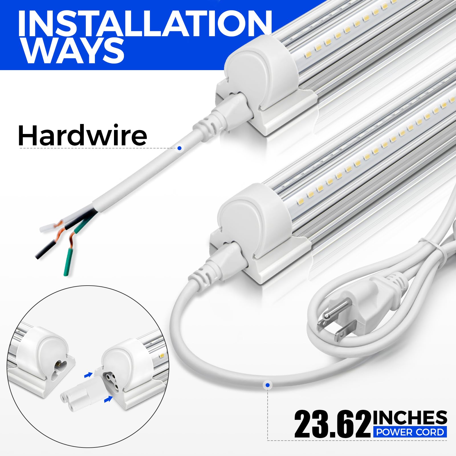 Barrina LED Shop Light, 25W, 3450LM, 1.5FT, Aluminum, 6500K, Linkable, 2 Packs