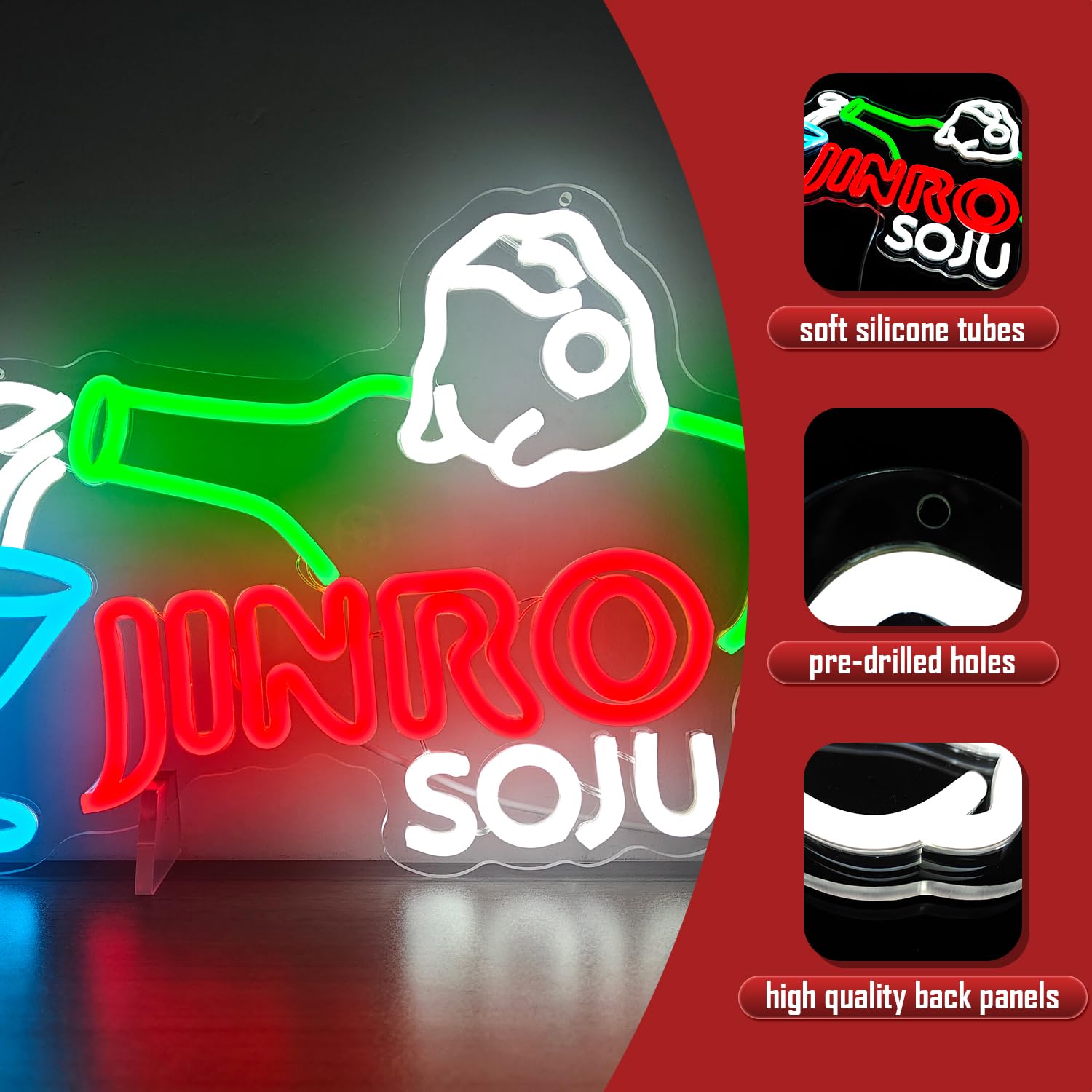 Geeinar Neon Sign for Wall Decor, Dimmable Acrylic LED Light, Colorful Jinro Frog Design, Great for Home Bar, Club, Bistro, or Party