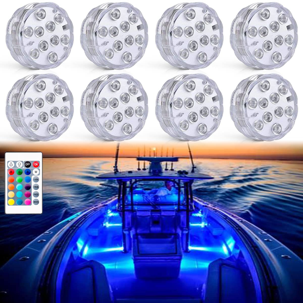 Seaponer Boat Lights Wireless Battery Operated, Waterproof Marine Led Light for Deck Light Courtesy Interior Lights, for Fishing
