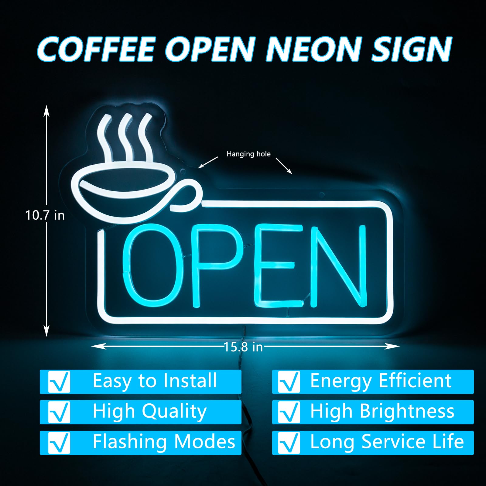Moodlion Coffee Neon Sign For Wall Decor Studio Room Led Lights, Open Decor Neon Signs Aesthetic Operated Light For Door Decorat