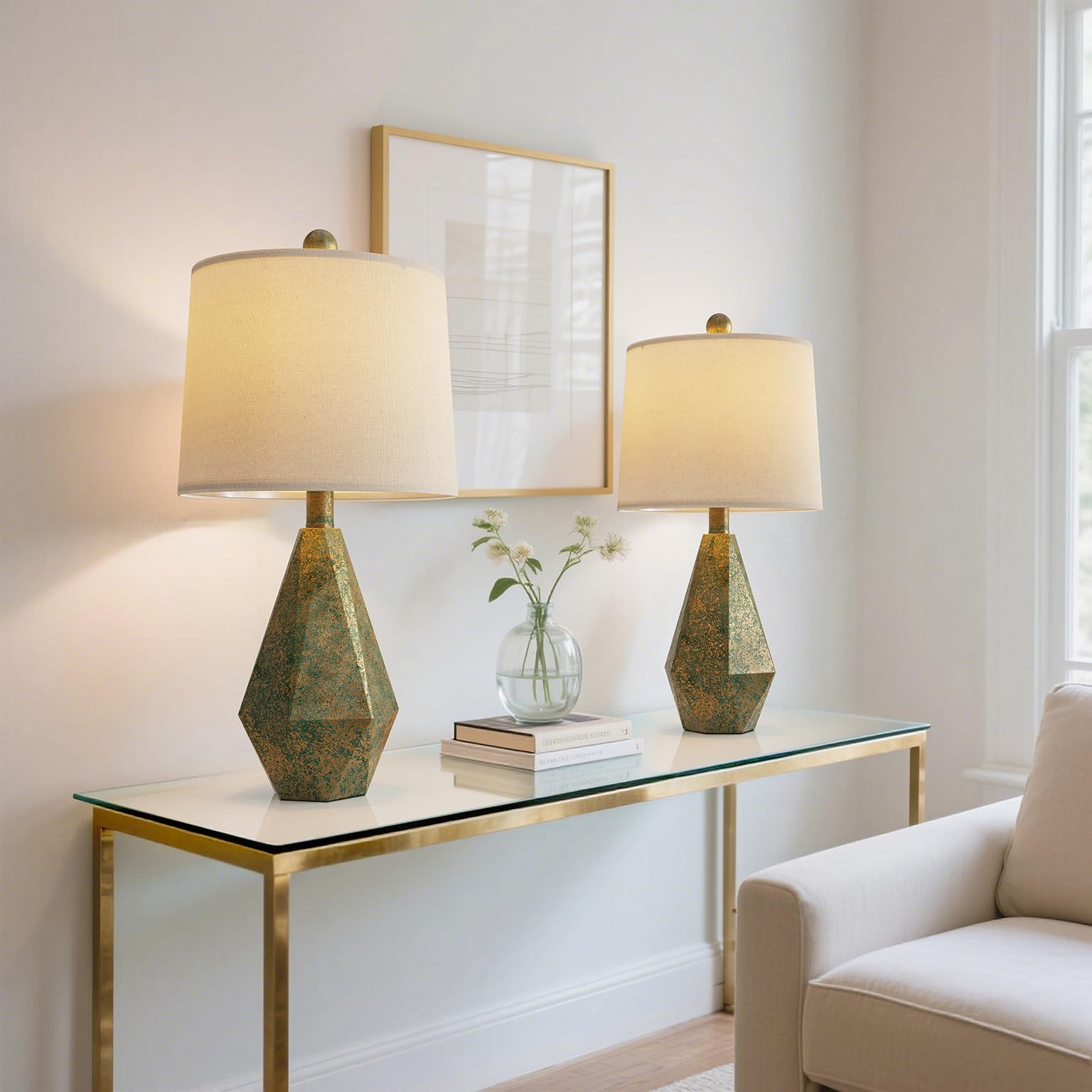 Pokat 20.25'' Vintage Table Lamps Set Of 2 For Night Stands, Modern Bedside Lamps For Bedroom Living Room, Farmhouse Bedroom Lam