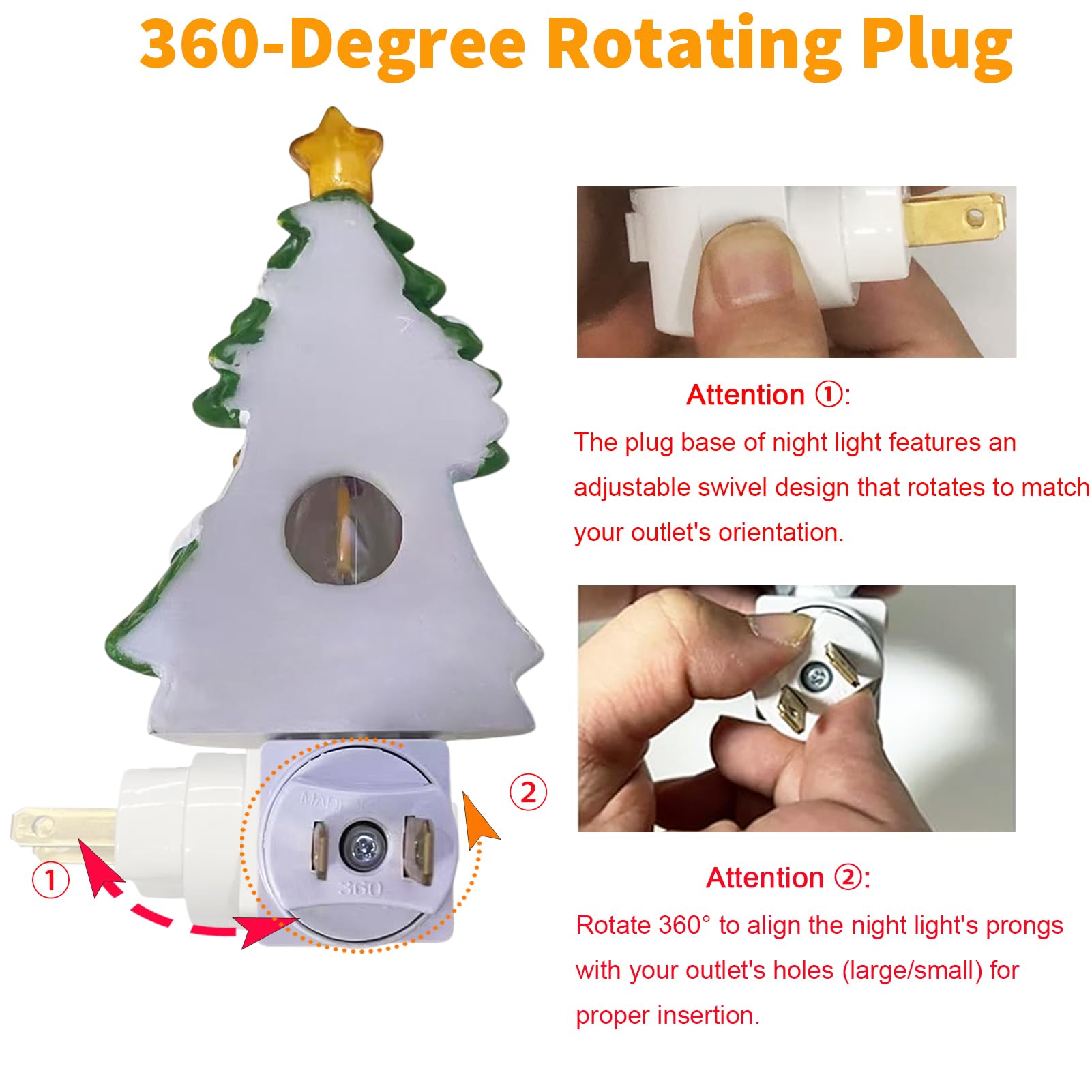 Consdemy Christmas Tree Night Light - Vintage Plug-in Lamp with Snowman & Santa - Green Red - Model CJSY-999