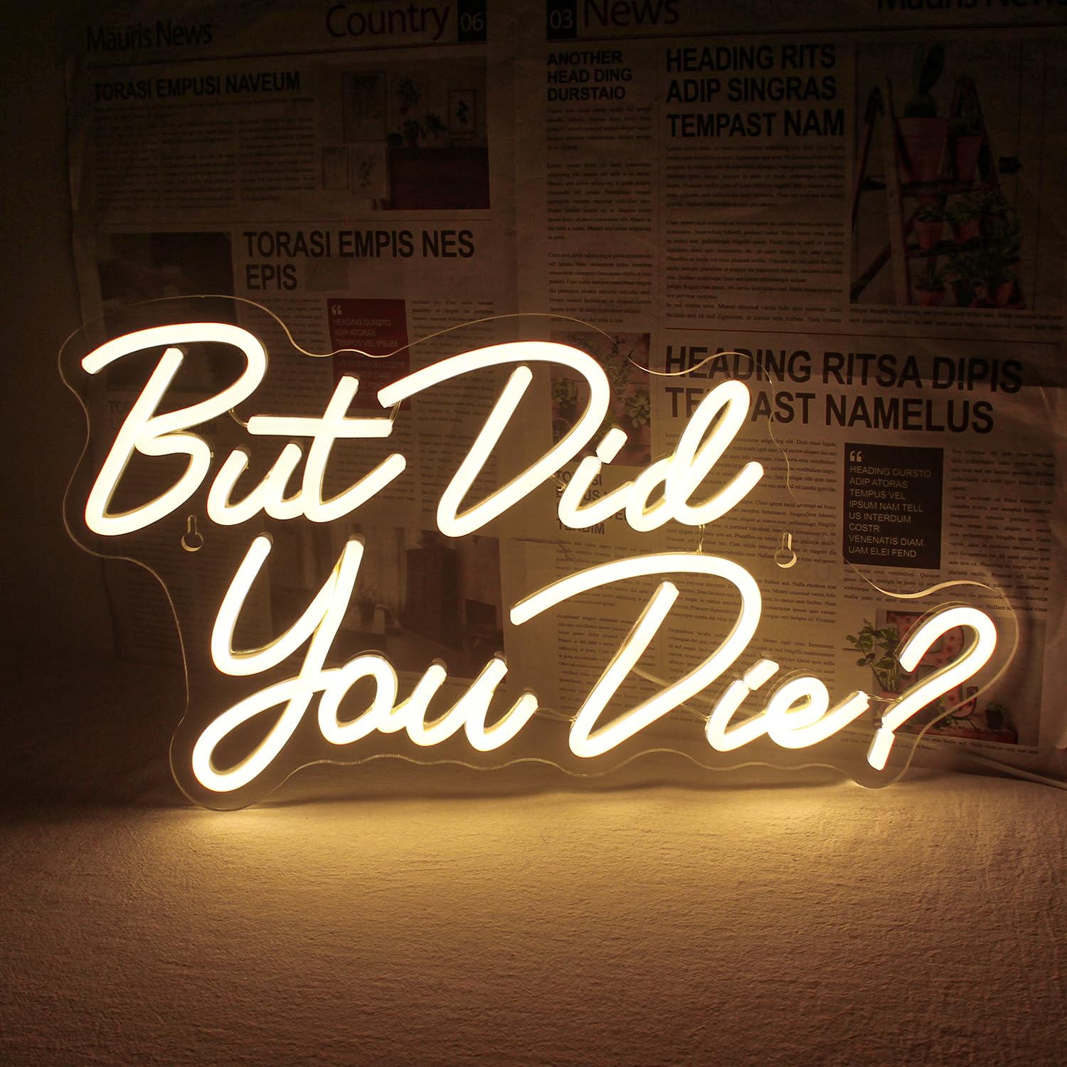 Horseneon Neon LED Sign, Warm White Wall Decor, USB Powered, Model FY-But Did You Die, Ideal for Bedroom, Office, Gym, Living Room