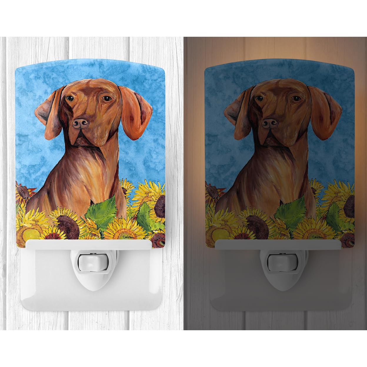 Carolines Treasures Ceramic Night Light, Vizsla Design, UL-Certified, 6x4x3 inches, Multicolor, Model SC9079CNL