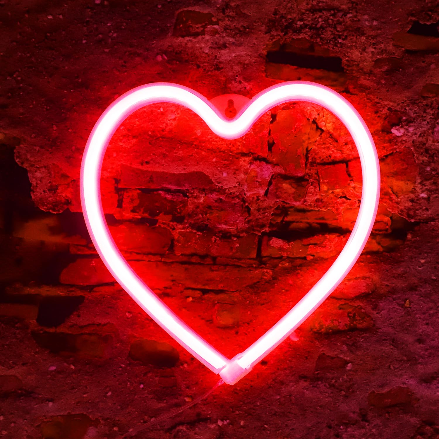 Vicila Heart Neon Sign - LED Love Light, USB/Battery Operated, Red, 8inx0.7inx8in, Plastic - Perfect for Home Decor, Valentines Day, Weddings
