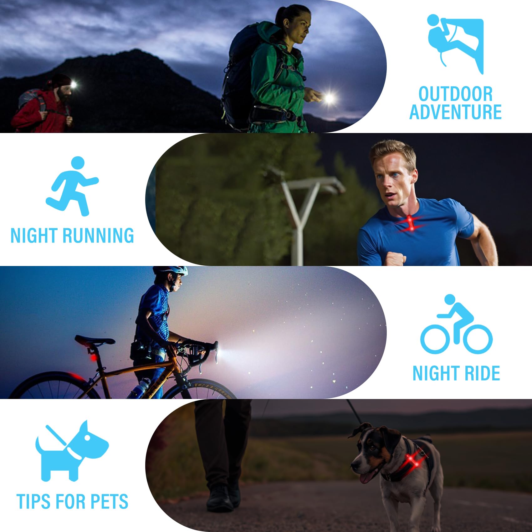 Yaklim Rechargeable Clip On Flashlight, LED Safety Light for Runners, Portable Hands-Free, Model RM-311-B, 1 PCS