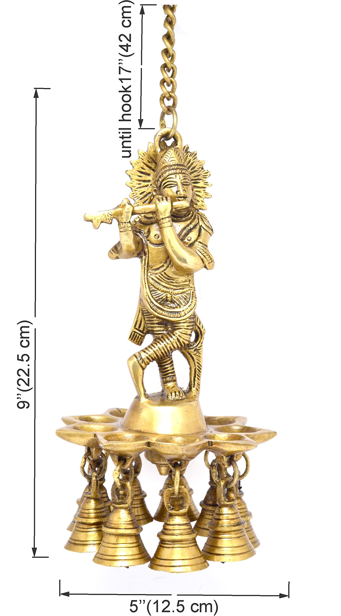 Two Moustaches Krishna Design Brass Hanging Diya, Brass Diyas for Decoration, Diwali Diyas, Diwali Decoration, Housewarming Gift