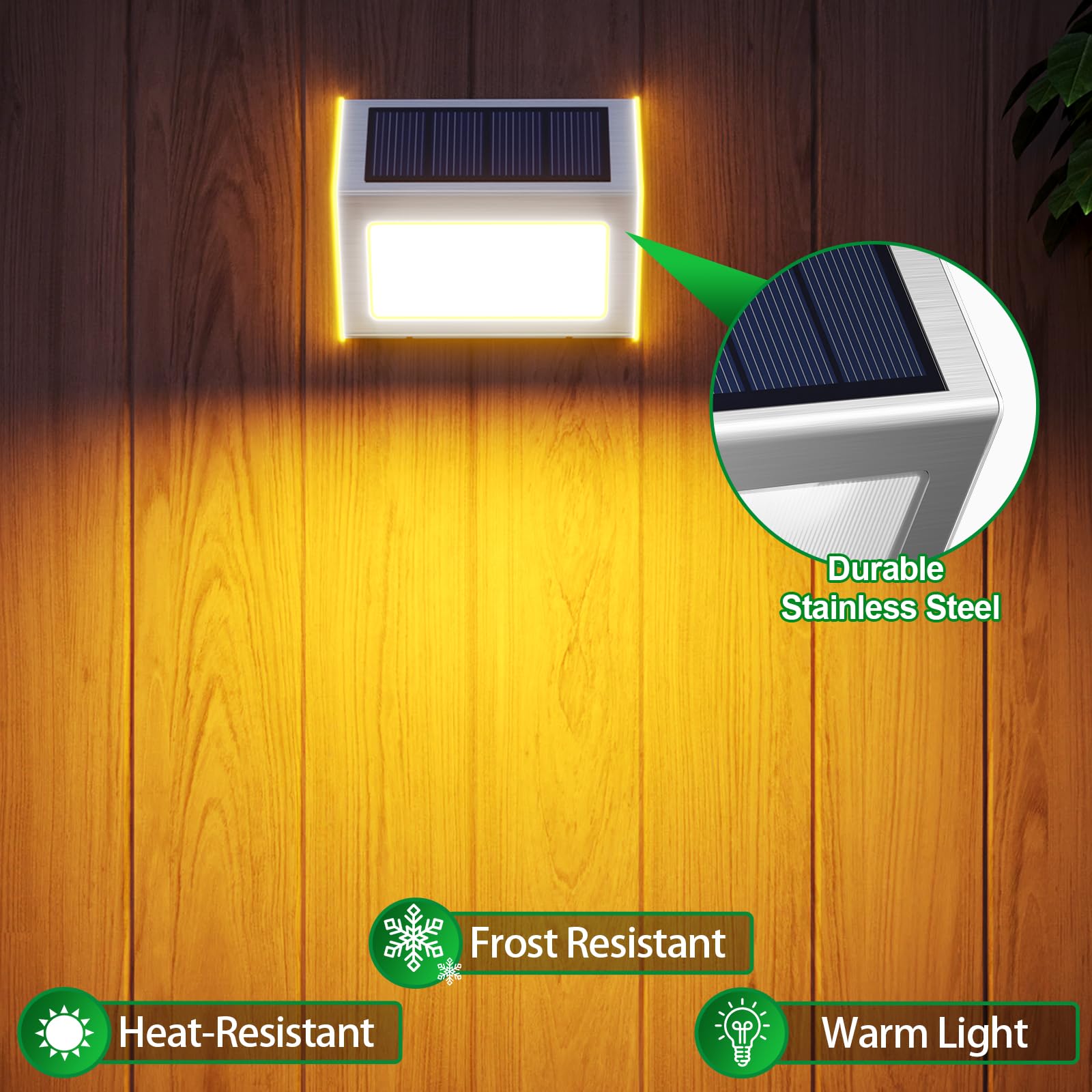 Jsot Solar Fence Lights - Solar Lights Outdoor Waterproof, Outdoor Light Deck Light For Outside Garden Backyard Patio Yard Wall