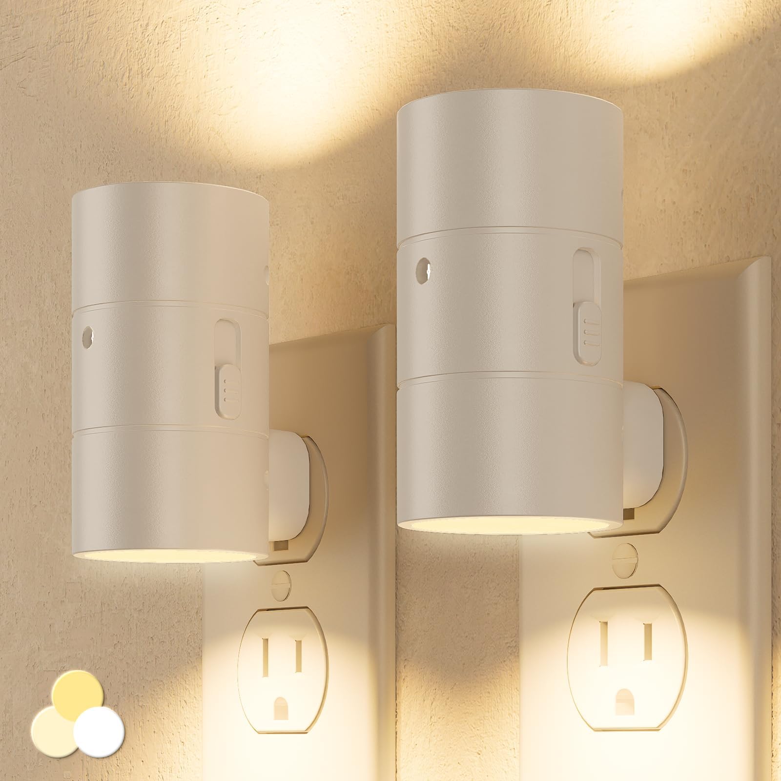 NIORSUN Night Lights Plug Into Wall,Plug in Night Light with 3 Light Modes,Ultra-Slim Design,Dusk to Dawn Sensor,0-100LM Dimmabl