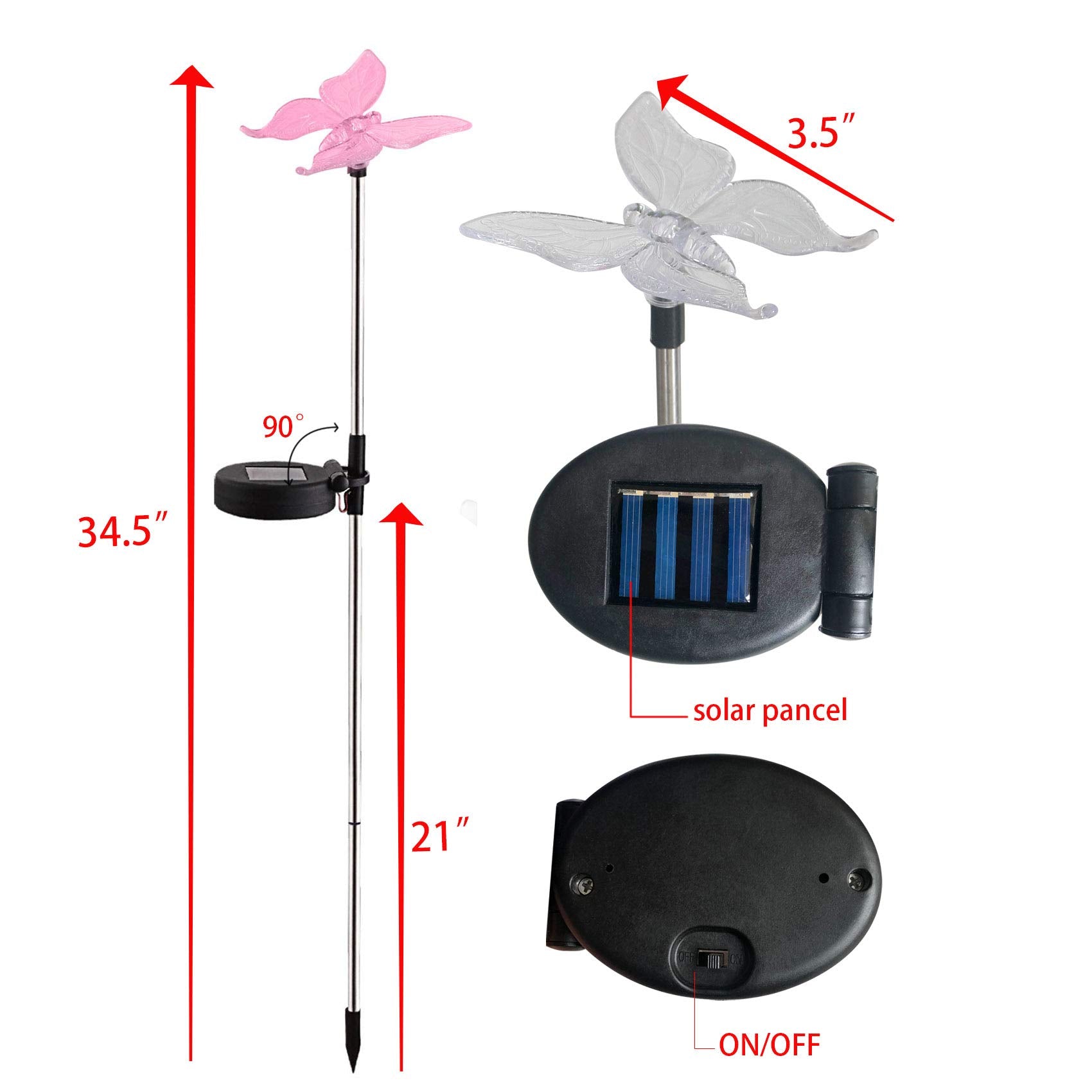 QIDEA Outdoor Solar Garden Stake Light - Color Changing Dragonfly - 1 Pack - Multicolor