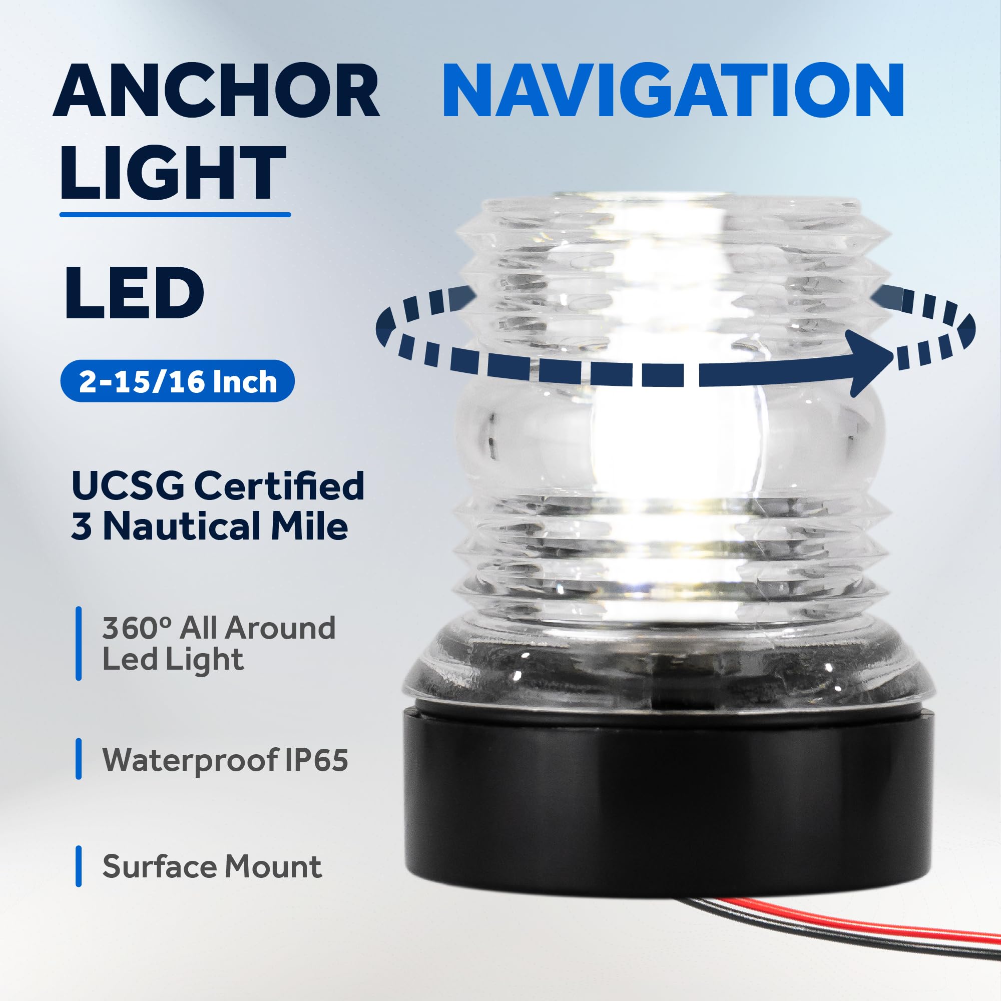 Five Oceans LED Anchor & Bi-Color Navigation Light Kit, 12V, USCG 2NM, Small, Silver, Model 4512-C2