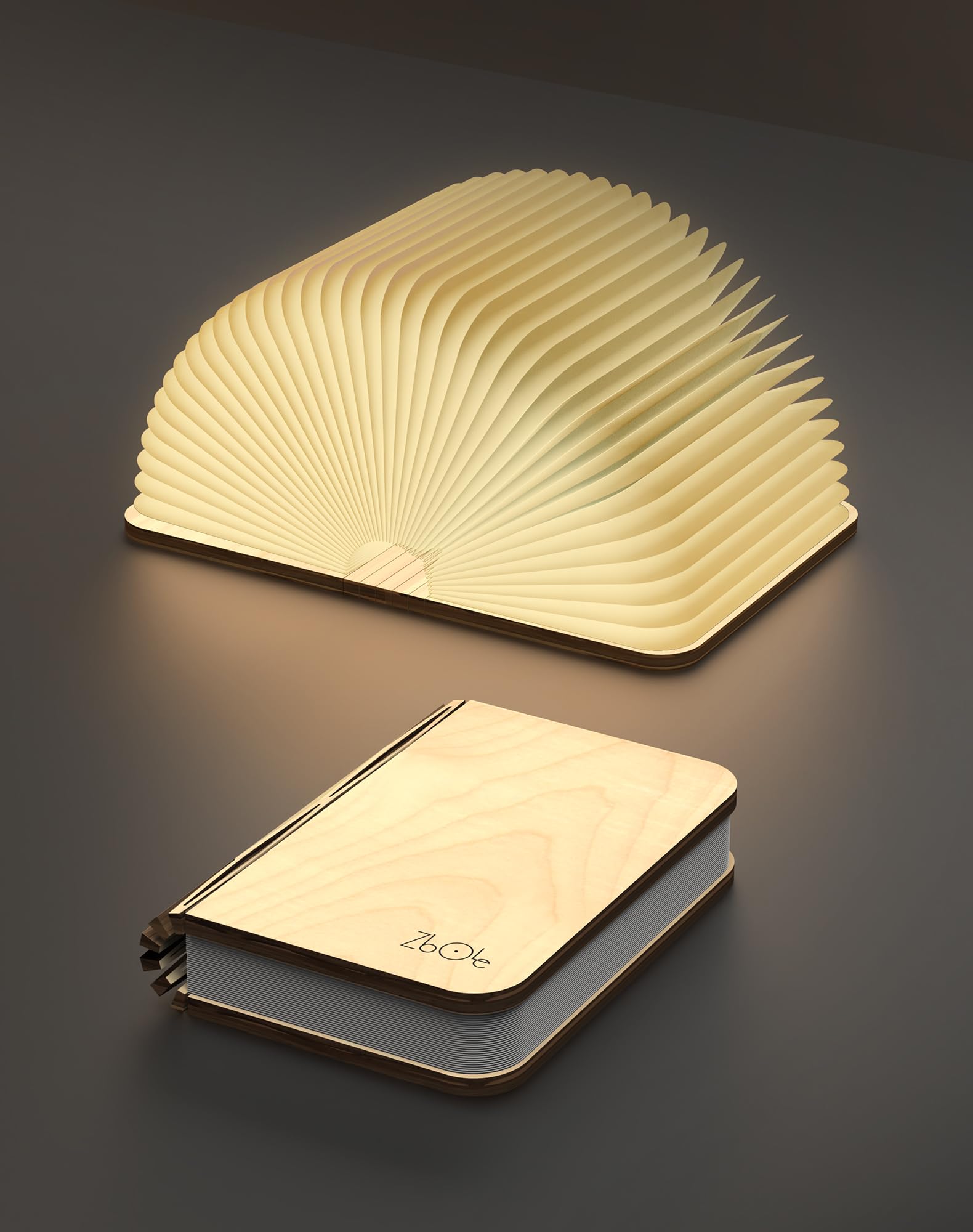 ZBOLE Wooden Book Lamp, 4.7 Inch, LED Ambient Lighting, Battery Operated, Magnetic Mood Light, Small, Maple, Model MC-011