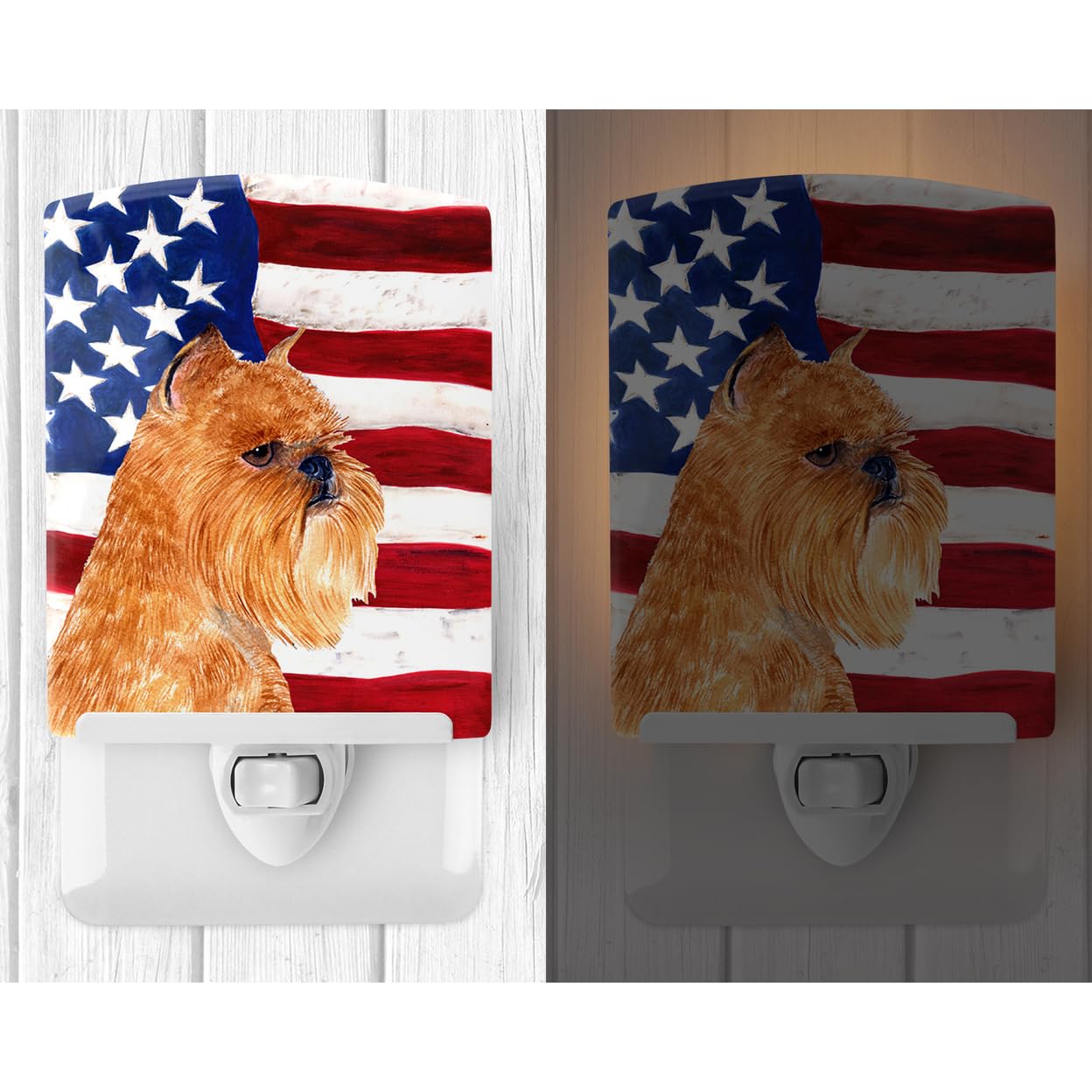 Carolines Treasures Ceramic Night Light, USA American Flag, Model SS4020CNL, 6x4x3in, Multicolor