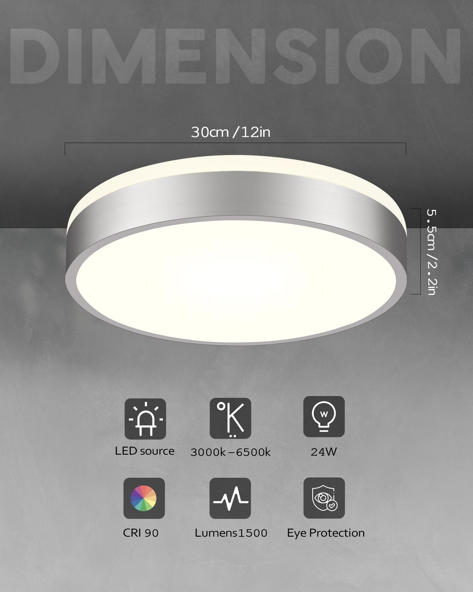 Ken & Ricky Modern Flush Mount Led Ceiling Light Fixture  12 Inch 5Cct Ceiling Light  Brushed Nickel Hallway Lighting Fixtures Ceiling  Kr3350-1Pk