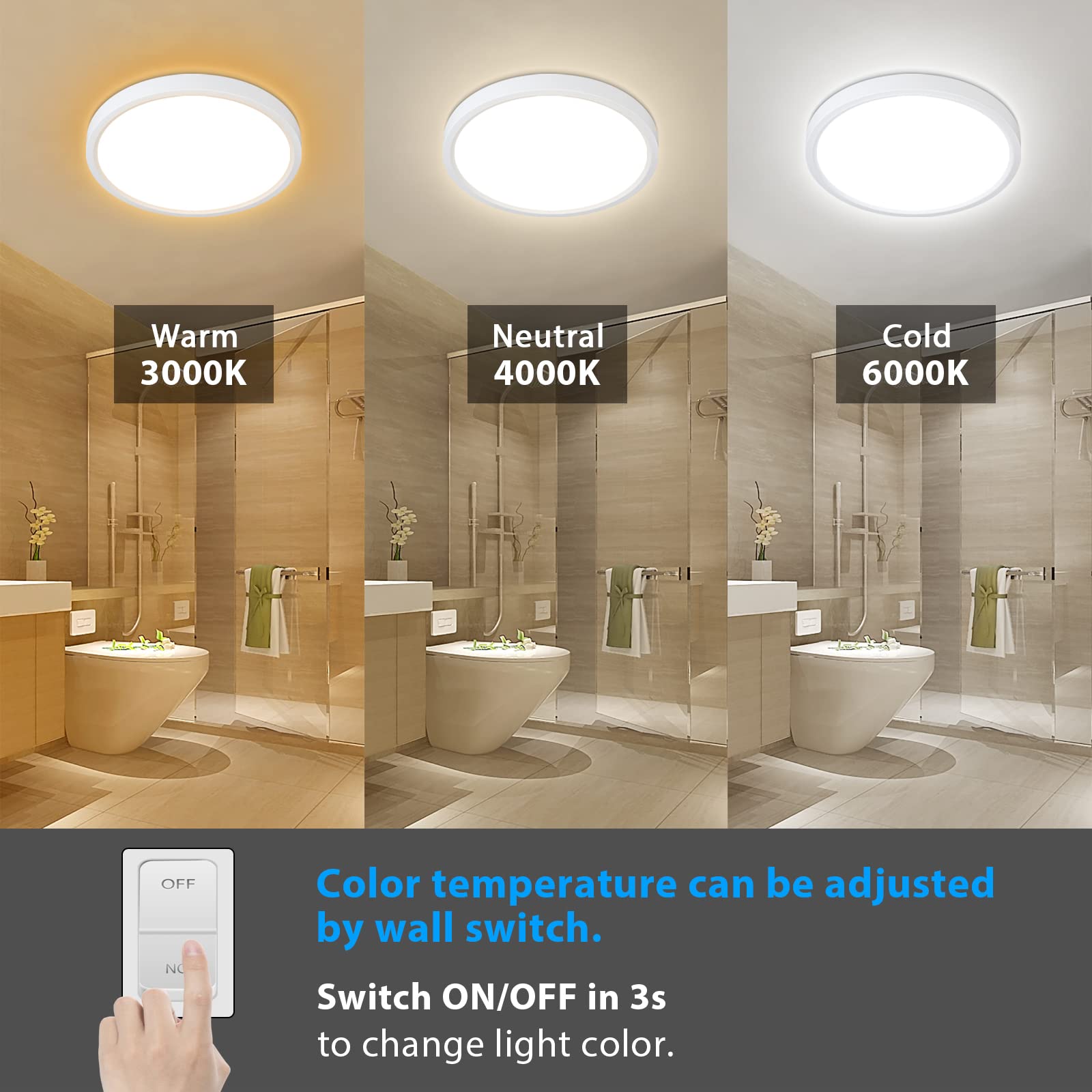 Unicozin Dimmable Ceiling Light With Remote Control, 8.7Inch 18W 3000K-6000K Light Color Adjustable, Round Led Flush Mount Ceili