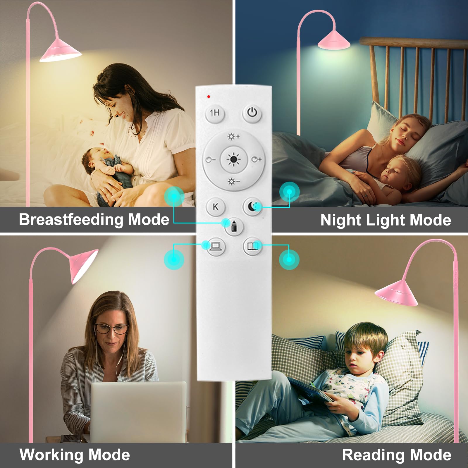 Floor Lamp, 18W Upgraded Bright Led Floor Lamps For Living Room Bedroom With Gooseneck Stepless Dimming & Color 76Inch Tall Stan