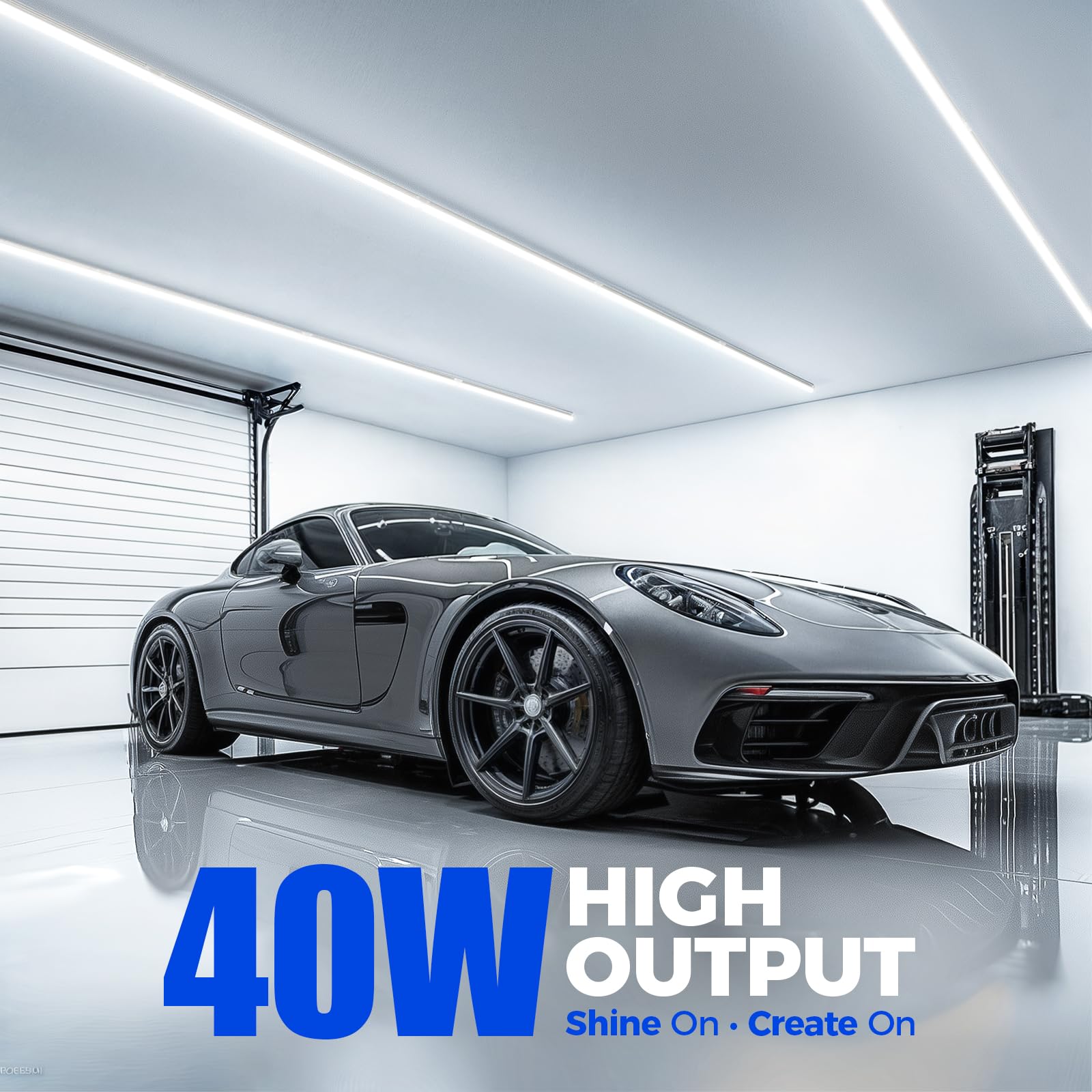 Barrina T8 LED Shop Light 4FT, 40W 5500LM 6500K, Clear Cover, Garage Lights Ceiling, V-Shape LED Light Fixture, Work Shop Lights