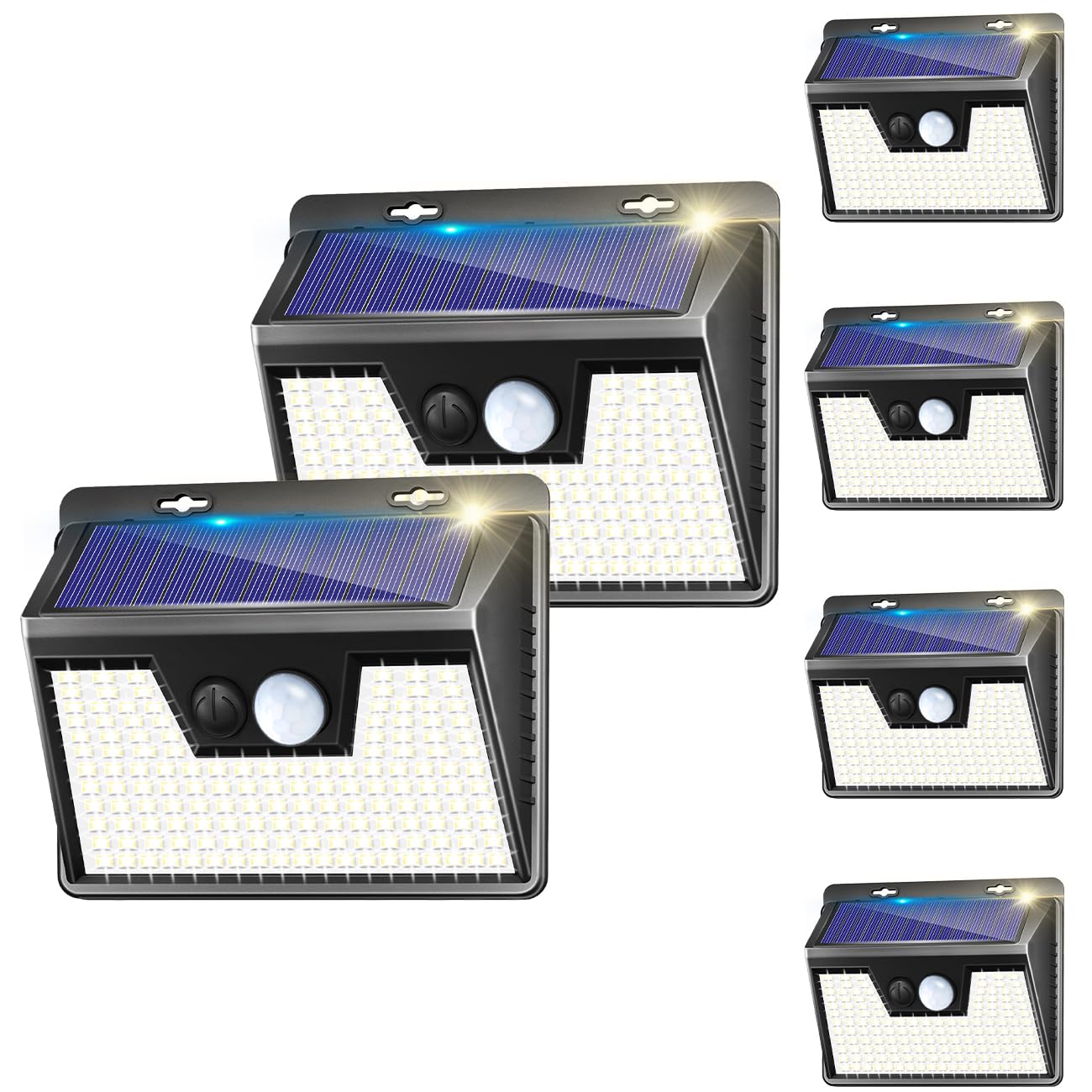 Solar Lights Outdoor 6 Pack, 140Led/3 Modes Motion Sensor, Solar Powered, Wireless Ip65 Waterproof Outdoor Wall Lights, Bright F