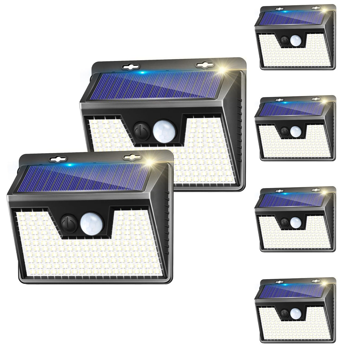 Solar Lights Outdoor 6 Pack, 140Led/3 Modes Motion Sensor, Solar Powered, Wireless Ip65 Waterproof Outdoor Wall Lights, Bright F