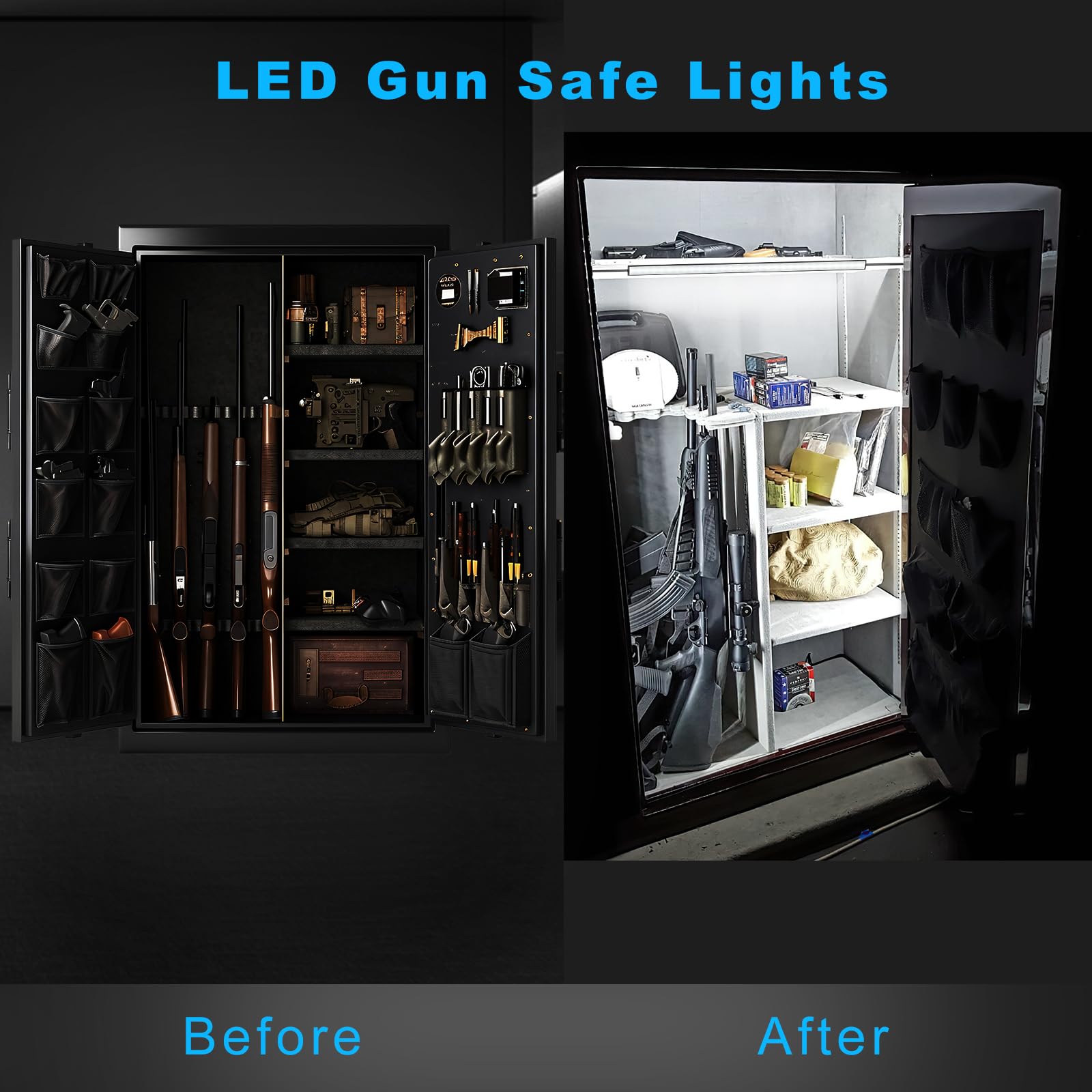 Jusjubr Gun Safe Light Kit - Door Activated Led Lights, 6 Pcs X 12 Inch For Inside Cabinets, Cold White 6000K